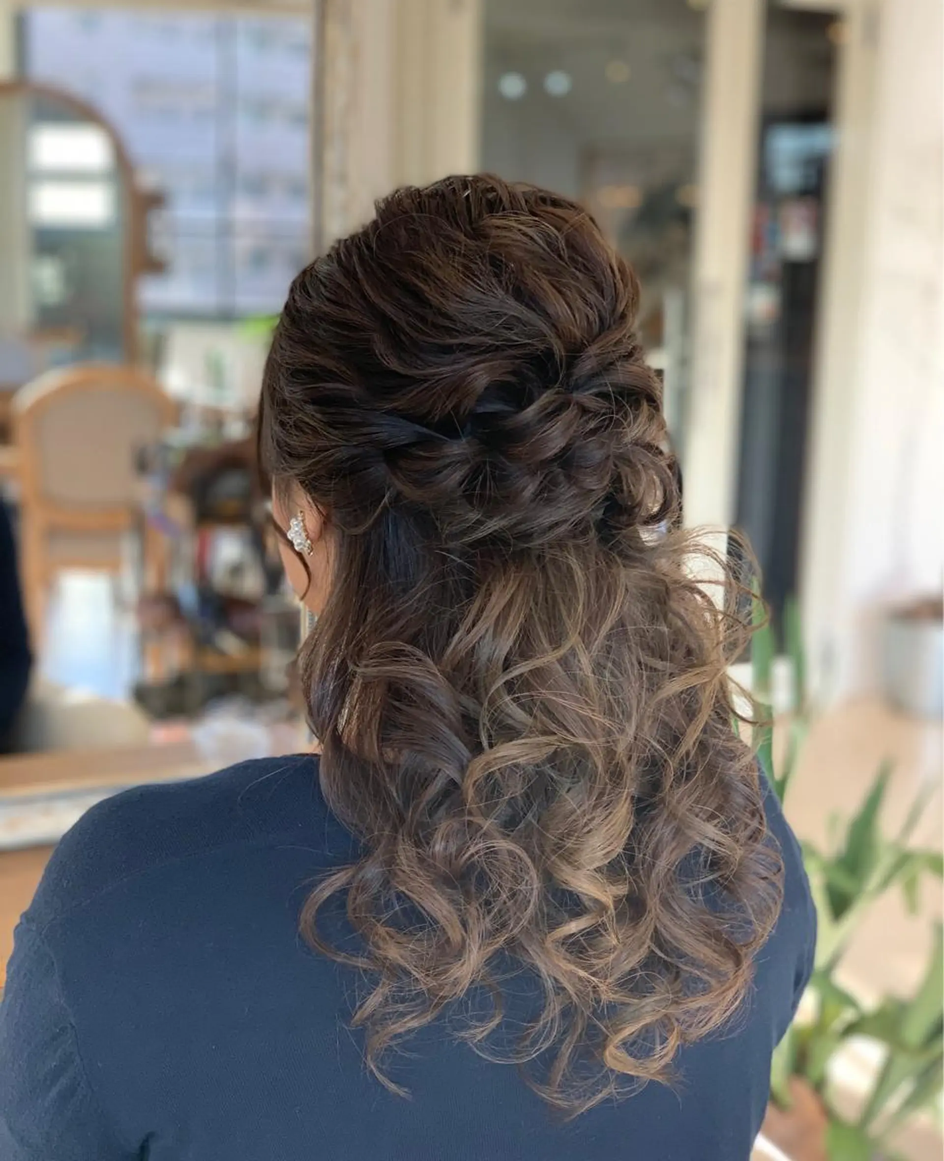 ロング ヘアアレンジ ハーフアップ ヘアセット BRAIDS💎愛子 大人ハイライト💎のヘアスタイル