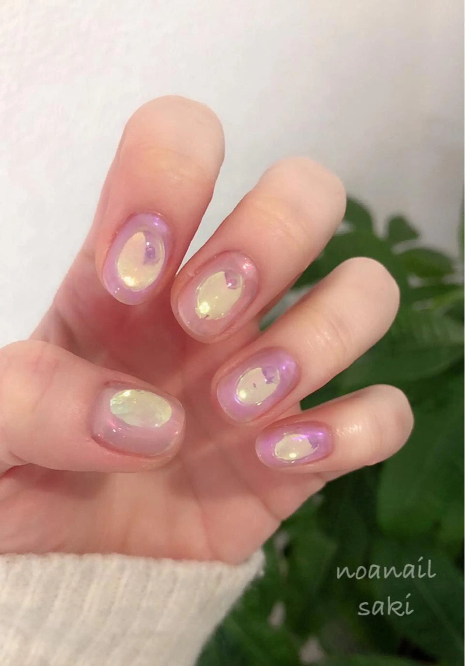 ネイル アートネイル オーロラネイル ジェルネイル 氷ネイル・うるうるネイル ニュアンスネイル nailsalon noa所属・nailist sakiのネイルデザイン