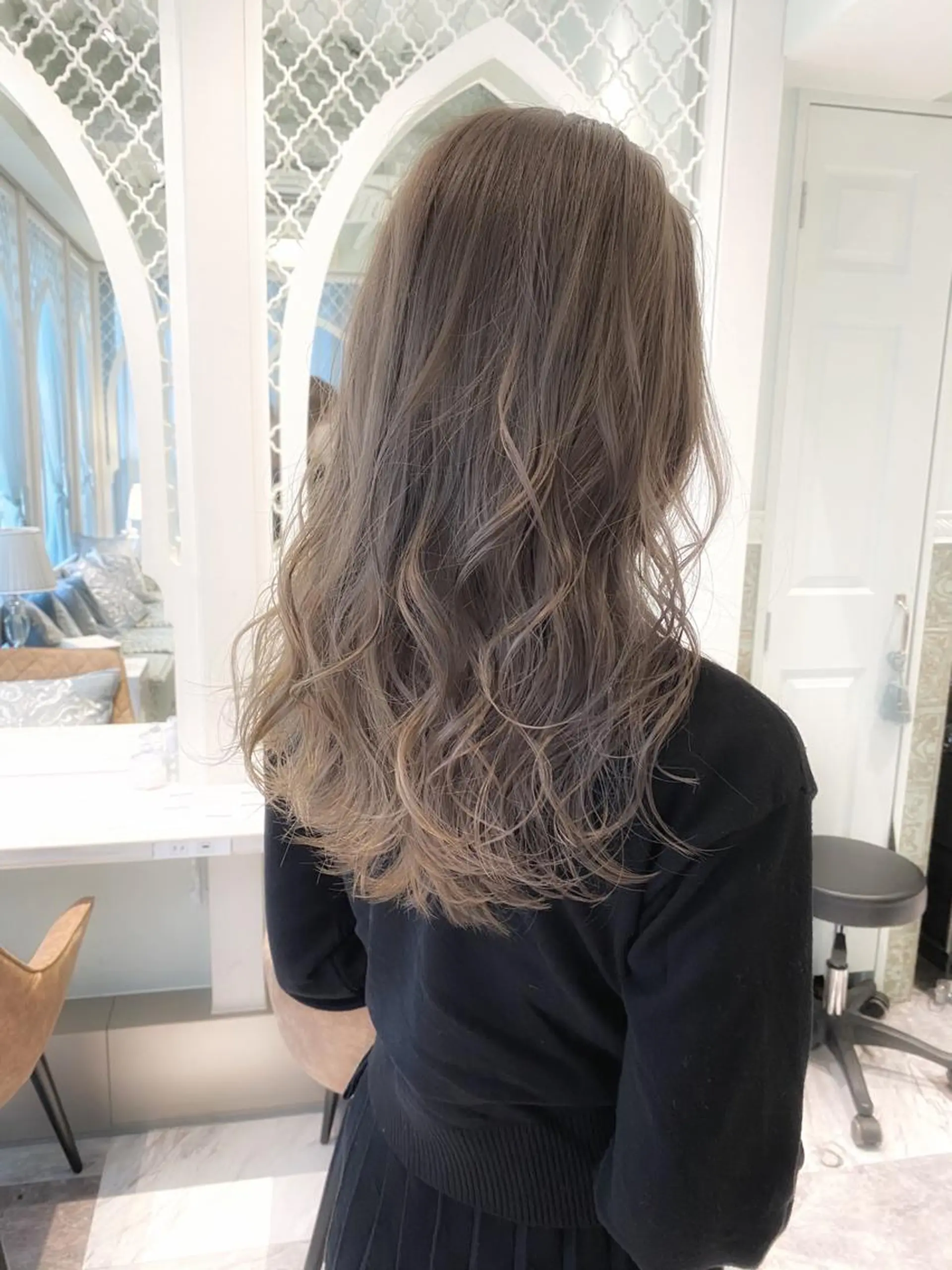 セミロング ヘアカラー トリートメント ブリーチなしダブル カラー縮毛矯正 下野のヘアスタイル