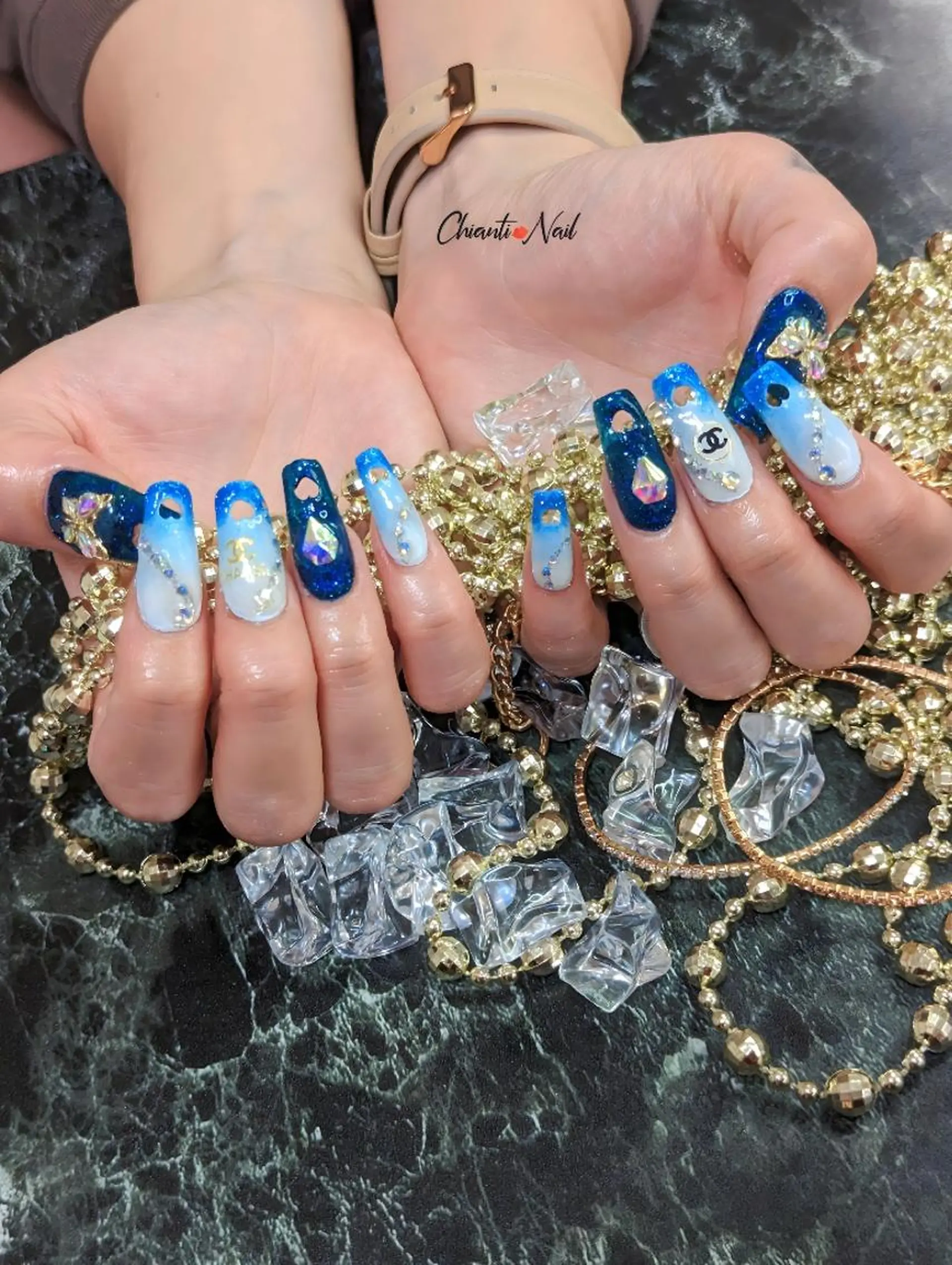 ネイル 長さ出し ハート ニュアンスネイル ハンドネイル Chianti Nailのネイルデザイン