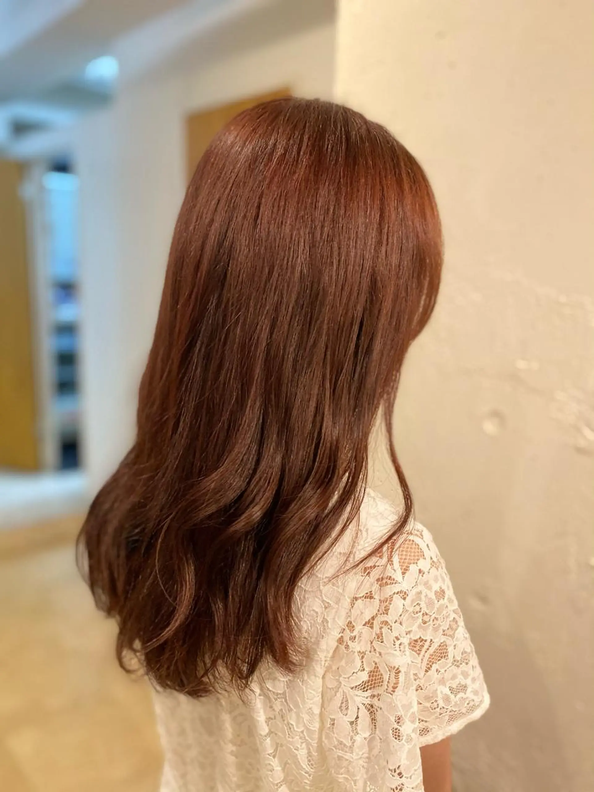 ロング カラー ヘアアレンジ レッドカラー 安澤 彩奈のヘアスタイル