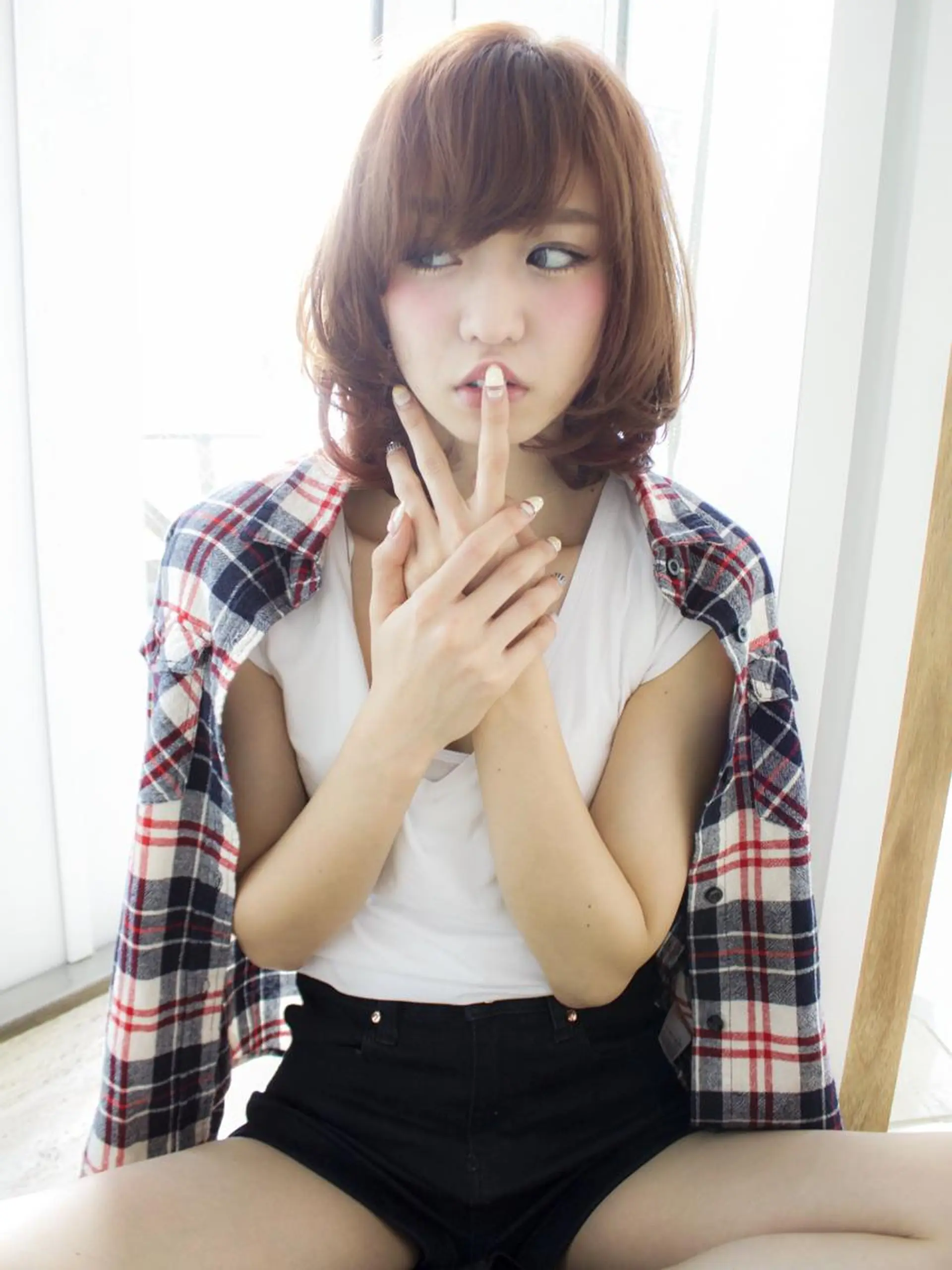 ミディアム カラー パーマ ベージュカラー ピンクカラー ピンクベージュ ボブ 小顔カット VIVIE【ヴィヴィ】所属・髪質改善/韓国風 レイヤー/田村祐樹のヘアスタイル