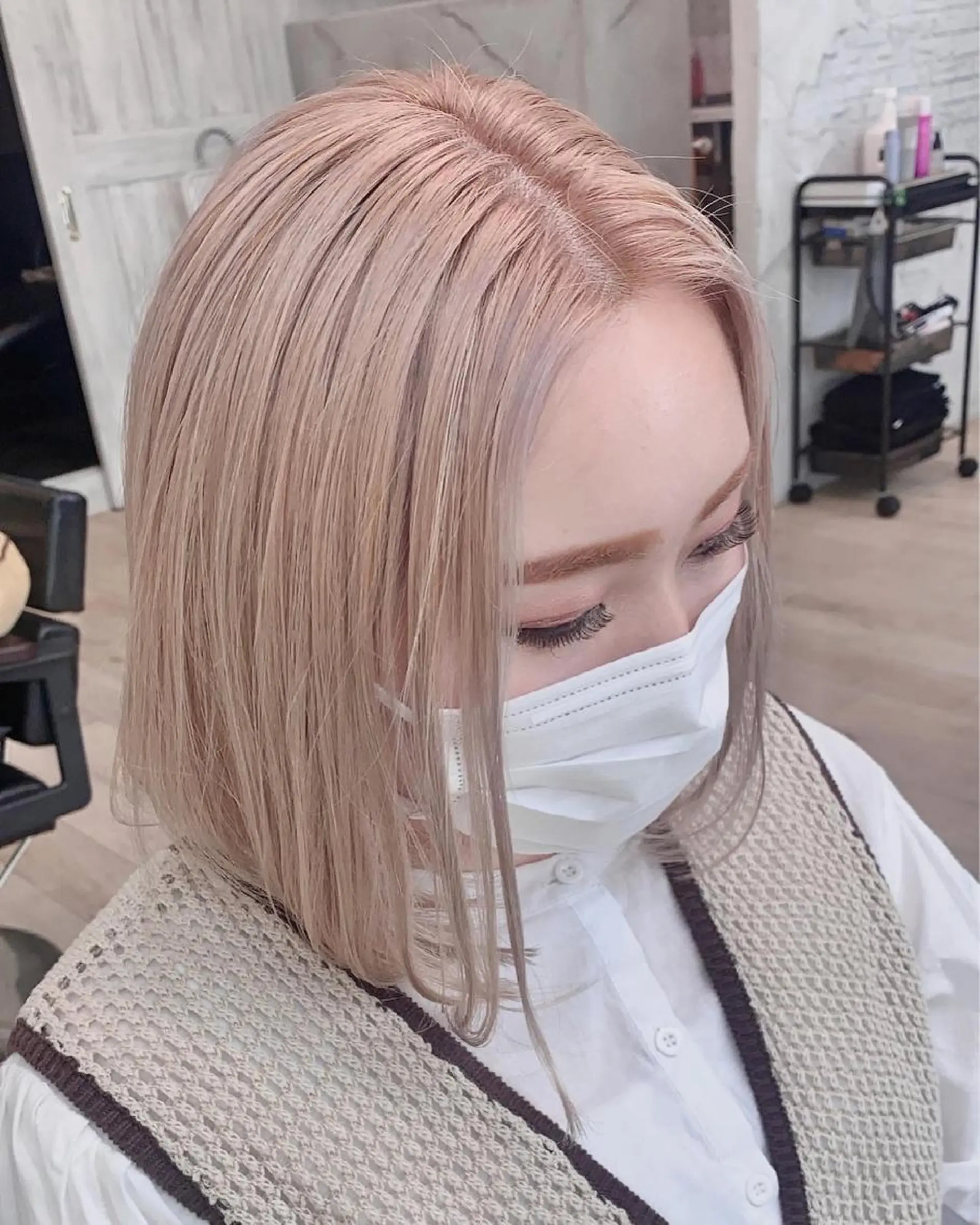 カラー ベージュカラー ピンクカラー ヘアカラー トリートメント 宮永 智香のヘアスタイル