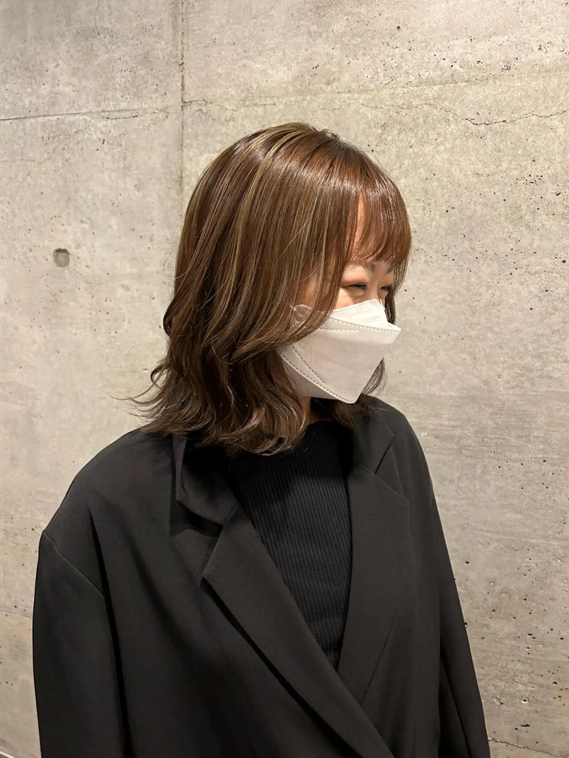 ミディアム カラー ブリーチ ハイライトカラー ハイライト カット ヘアカラー トリートメント 後藤紗英/髪質改善 /オリーブベージュのヘアスタイル