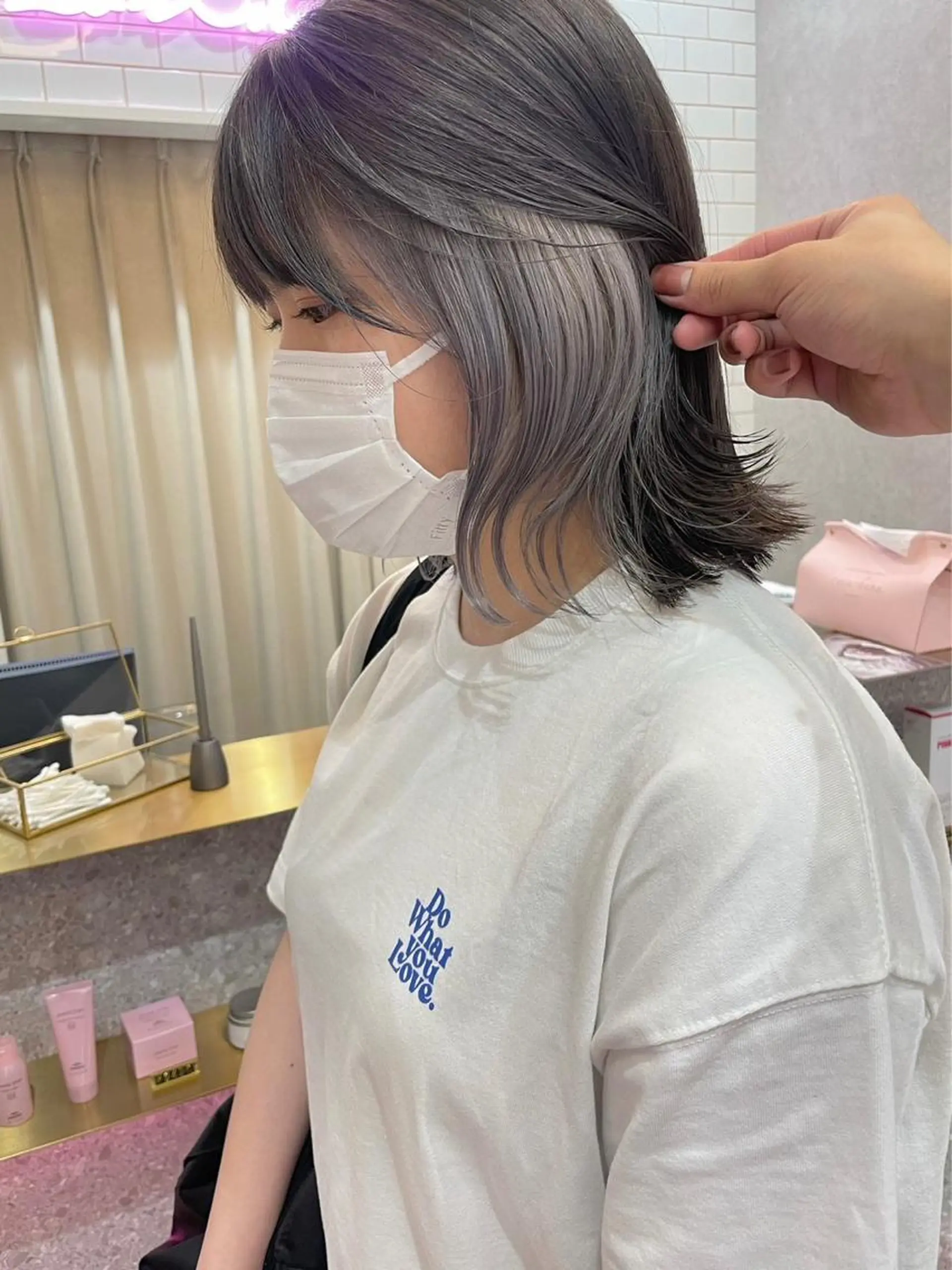 ミディアム ヘアカラー トリートメント ハイトーンヘア れおん🌙のヘアスタイル