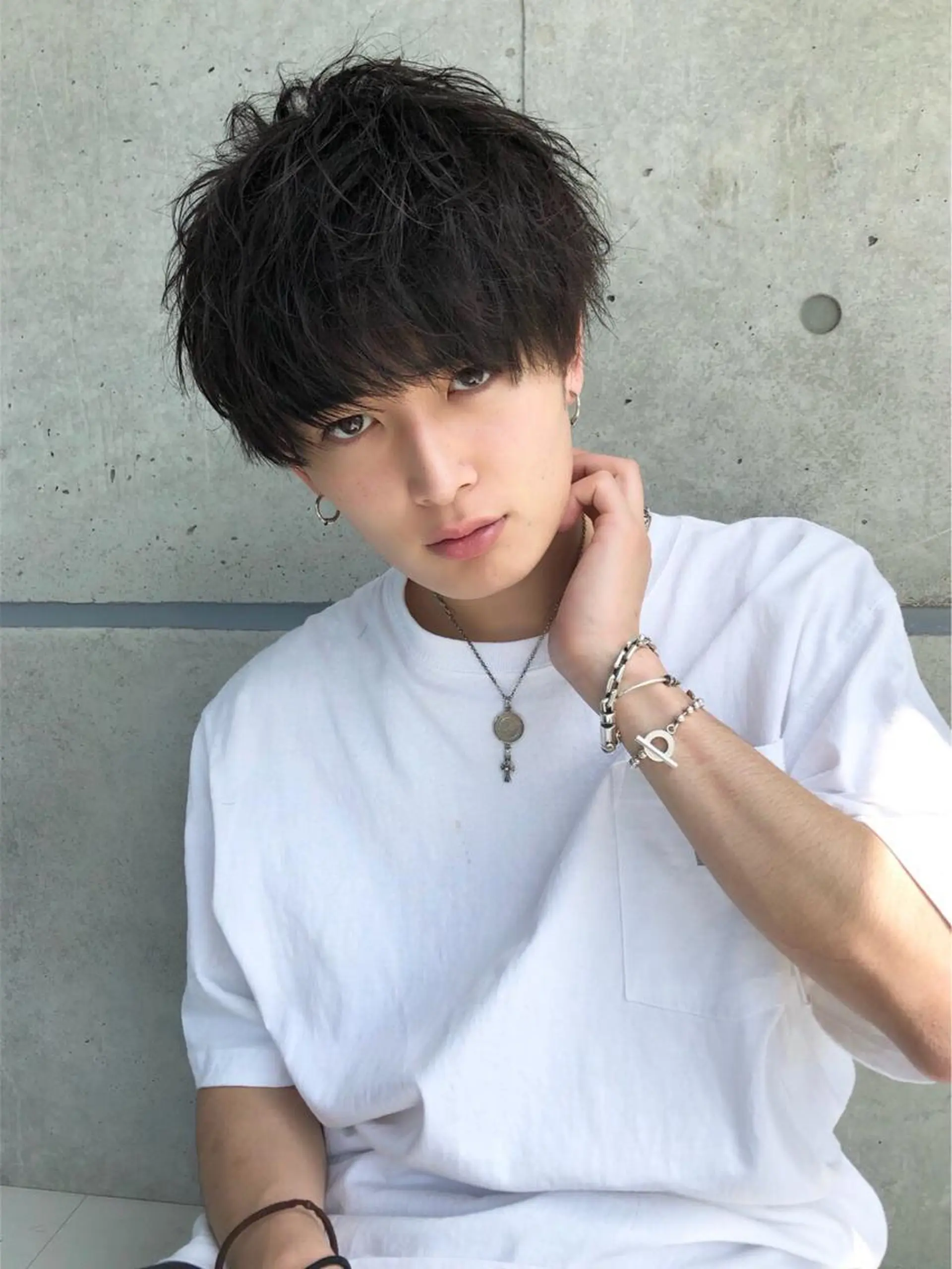 ショート パーマ メンズ ショートヘア 赤み消し🌿 透明感カラー🫧のヘアスタイル