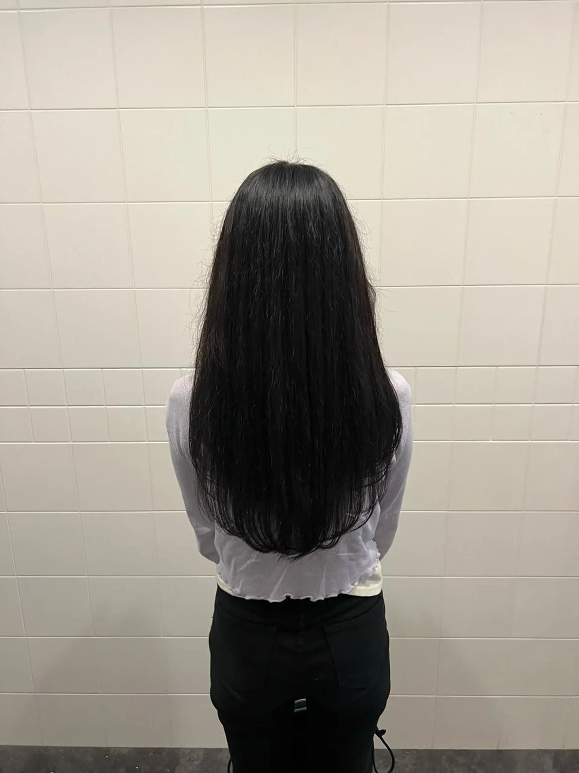 ロング カラー ヘアアレンジ 黒髪 ブルーカラー ブルーブラック honen RUKAのヘアスタイル