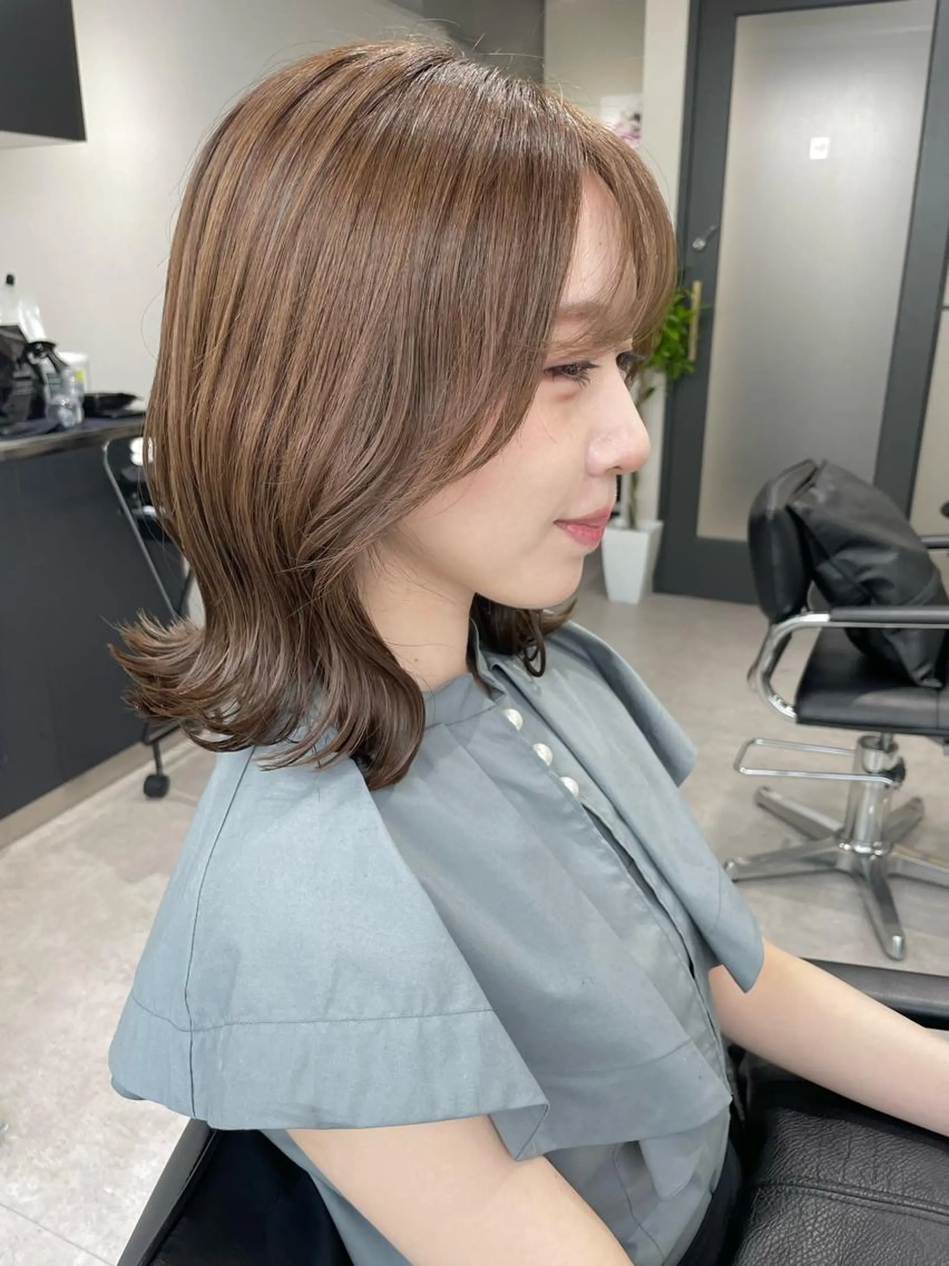 ミディアム カラー カット ヘアカラー トリートメント 髪質改善will hairdesignのヘアスタイル