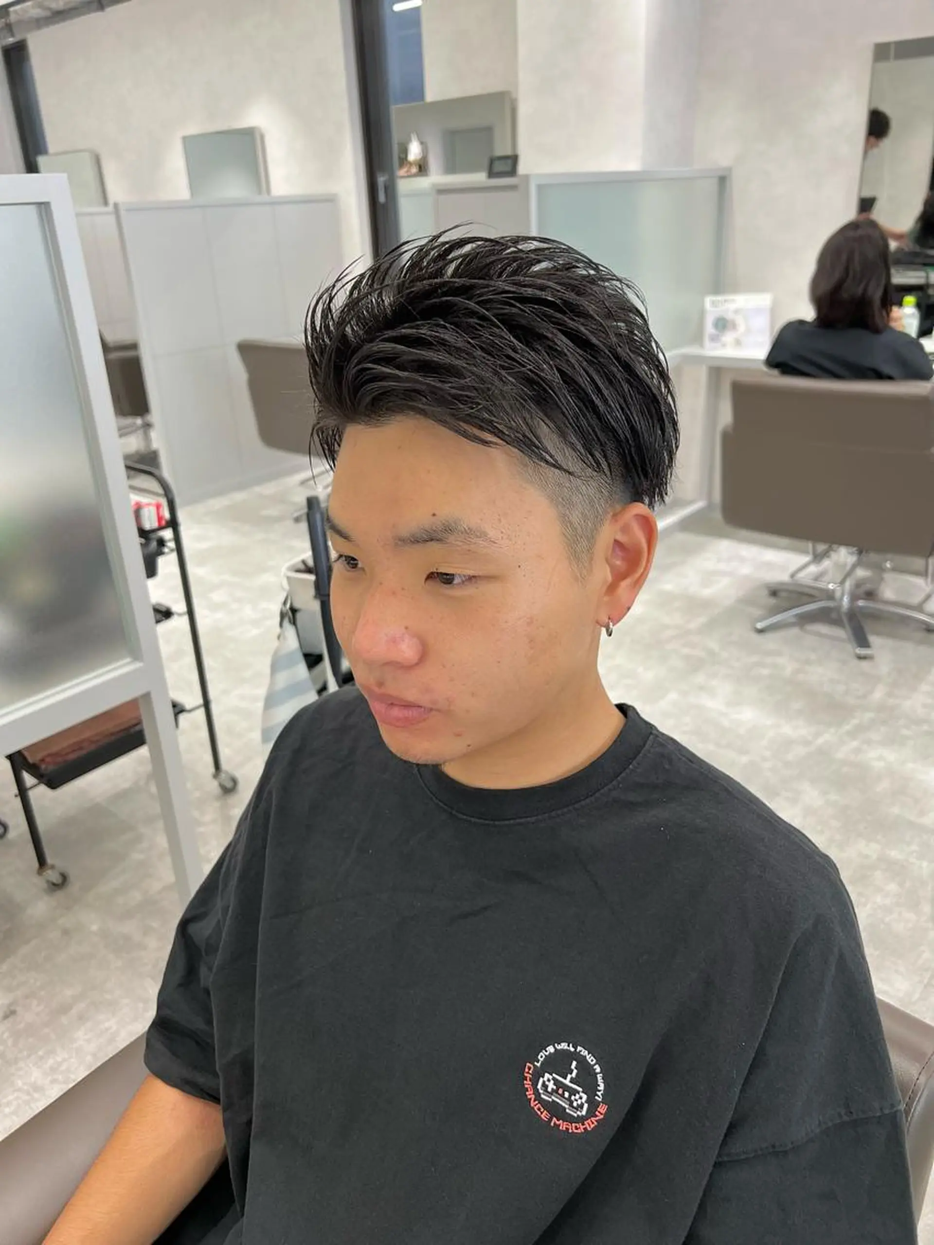 ショート カラー パーマ メンズ kiitos所属・関西センターパート メンズモデル募集のヘアスタイル