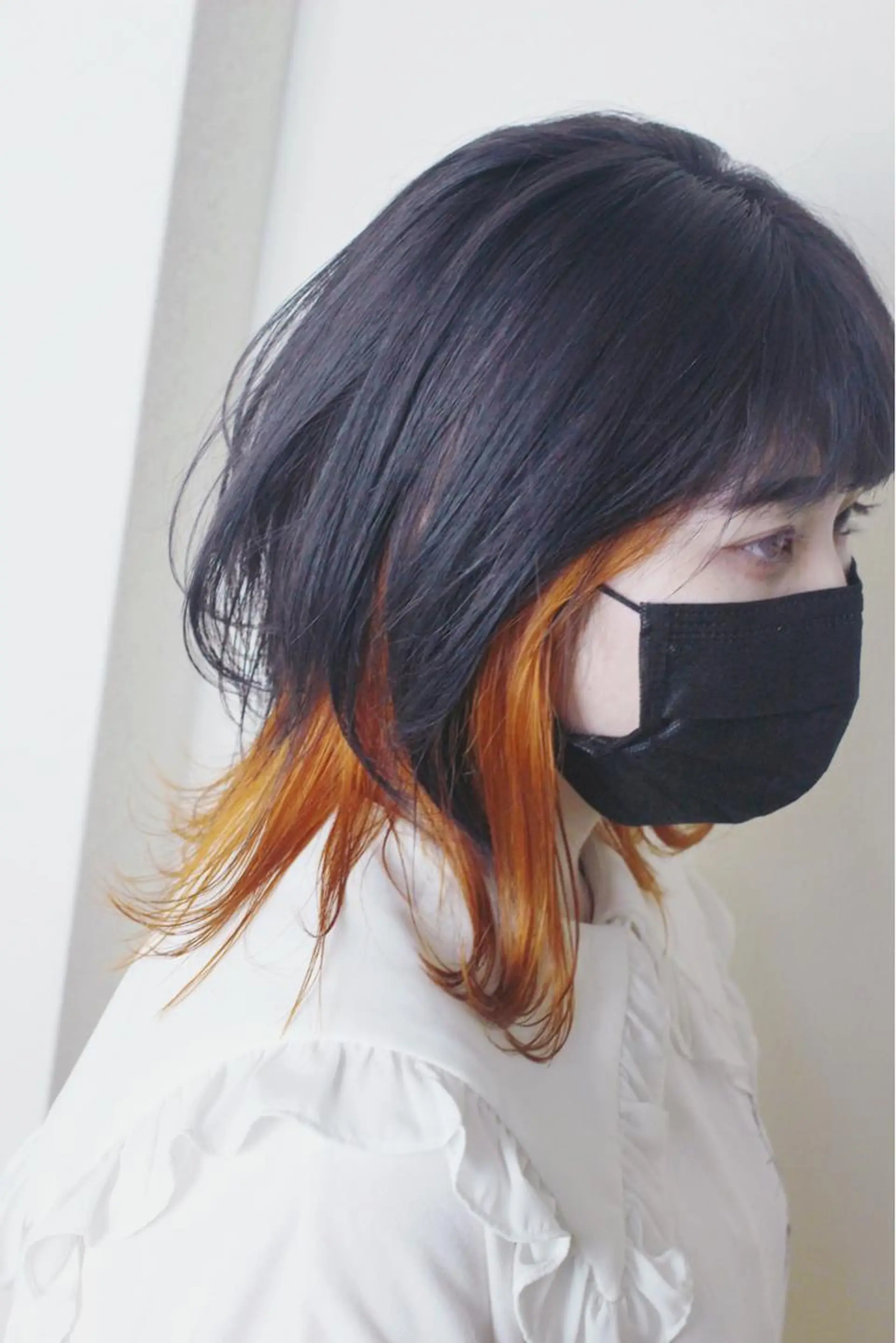 ミディアム カラー ボブレイヤー ラベンダーカラー オレンジ パープルカラー ボブ ヘアカラー 土居 正季のヘアスタイル