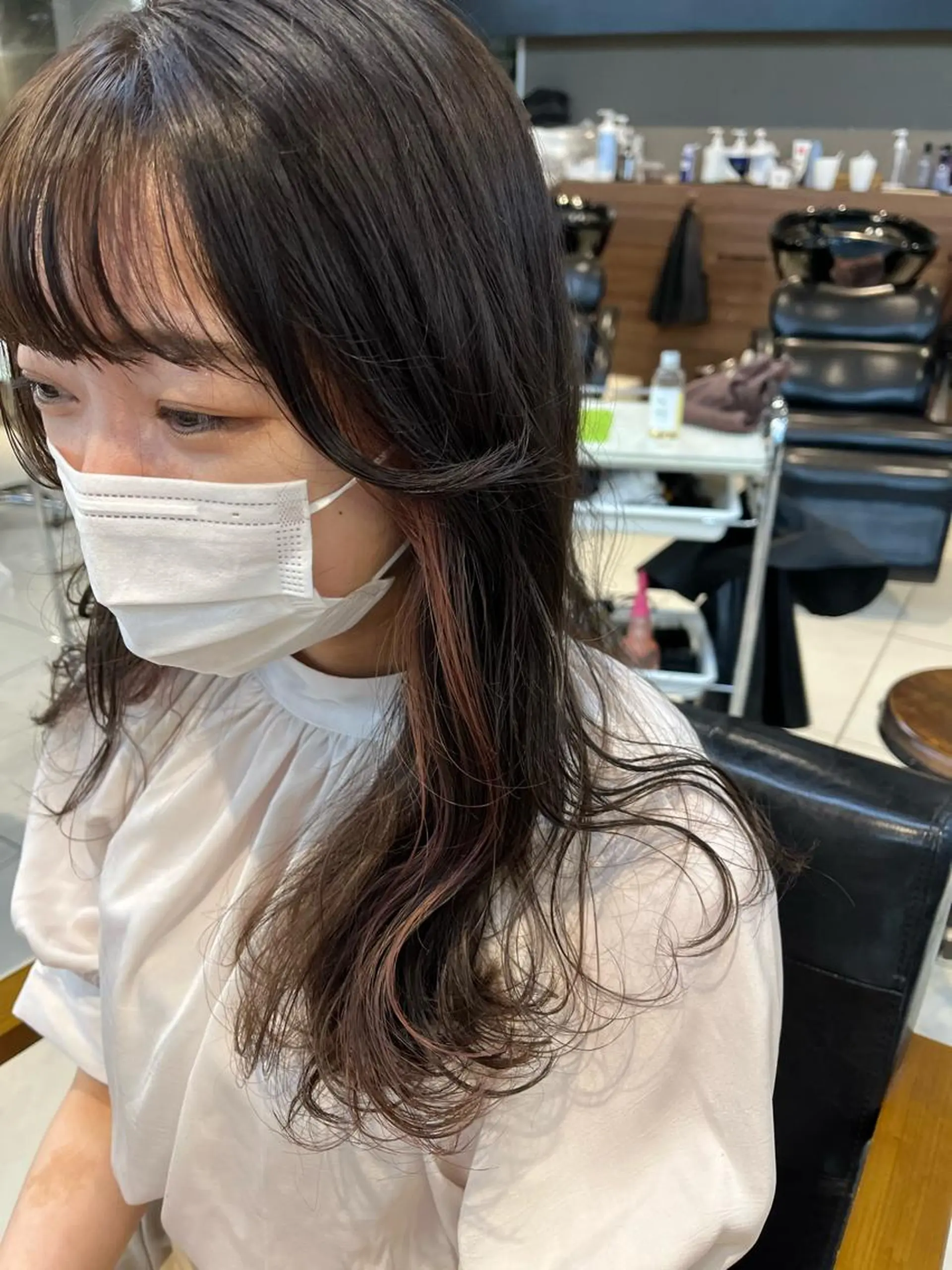 セミロング カラー ヘアアレンジ キッズ マツエク・マツパ アイブロウ インナーカラー 眉カラー ヘアカラー トリートメント GO TODAY SHAiRE SALON所属・透明感カラー🤎 ゆりのヘアスタイル