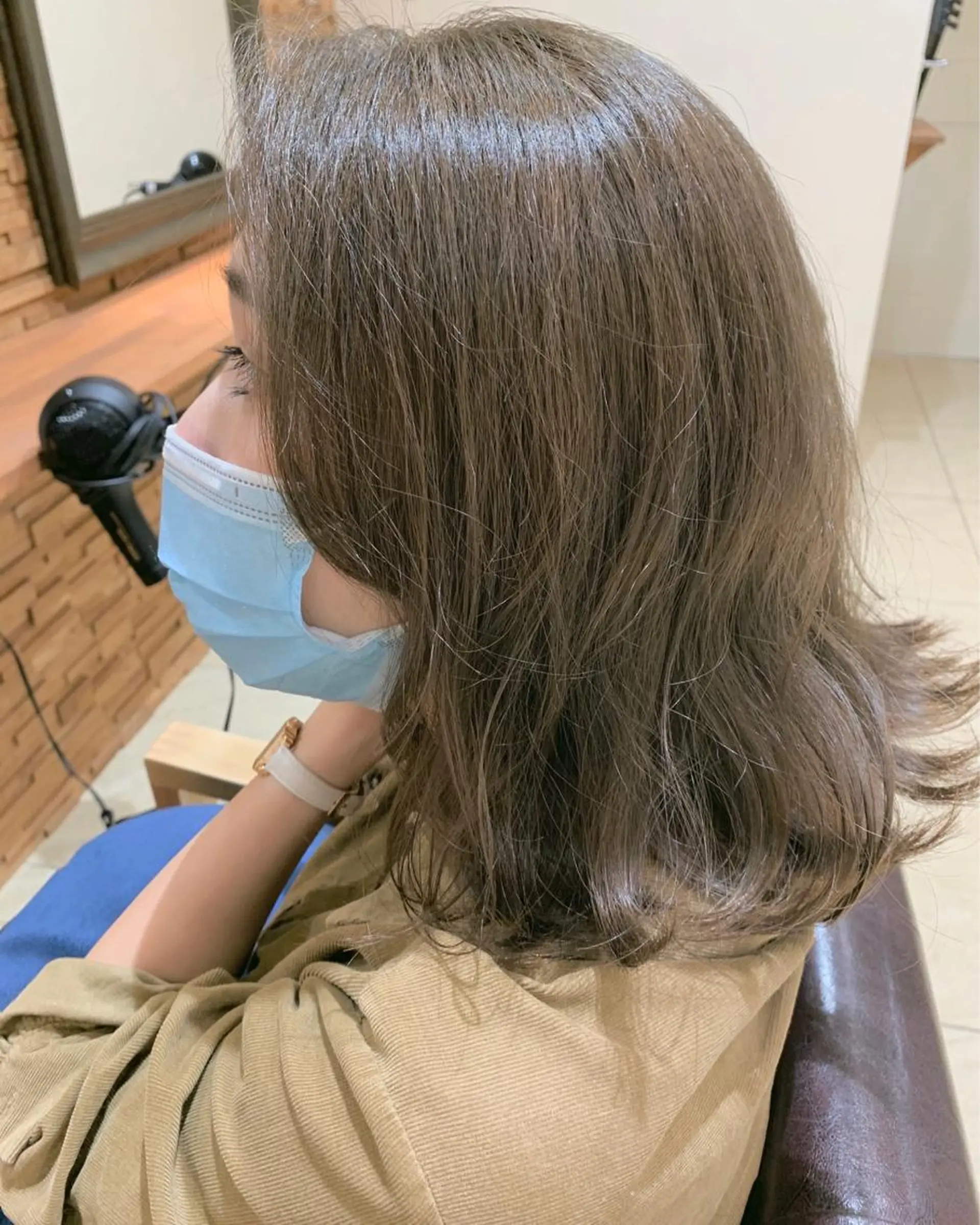 ミディアム カラー グレージュ オリーブグレージュ オリーブグレー 似合わせカラー/艶 髪質改善/ヨシザキのヘアスタイル