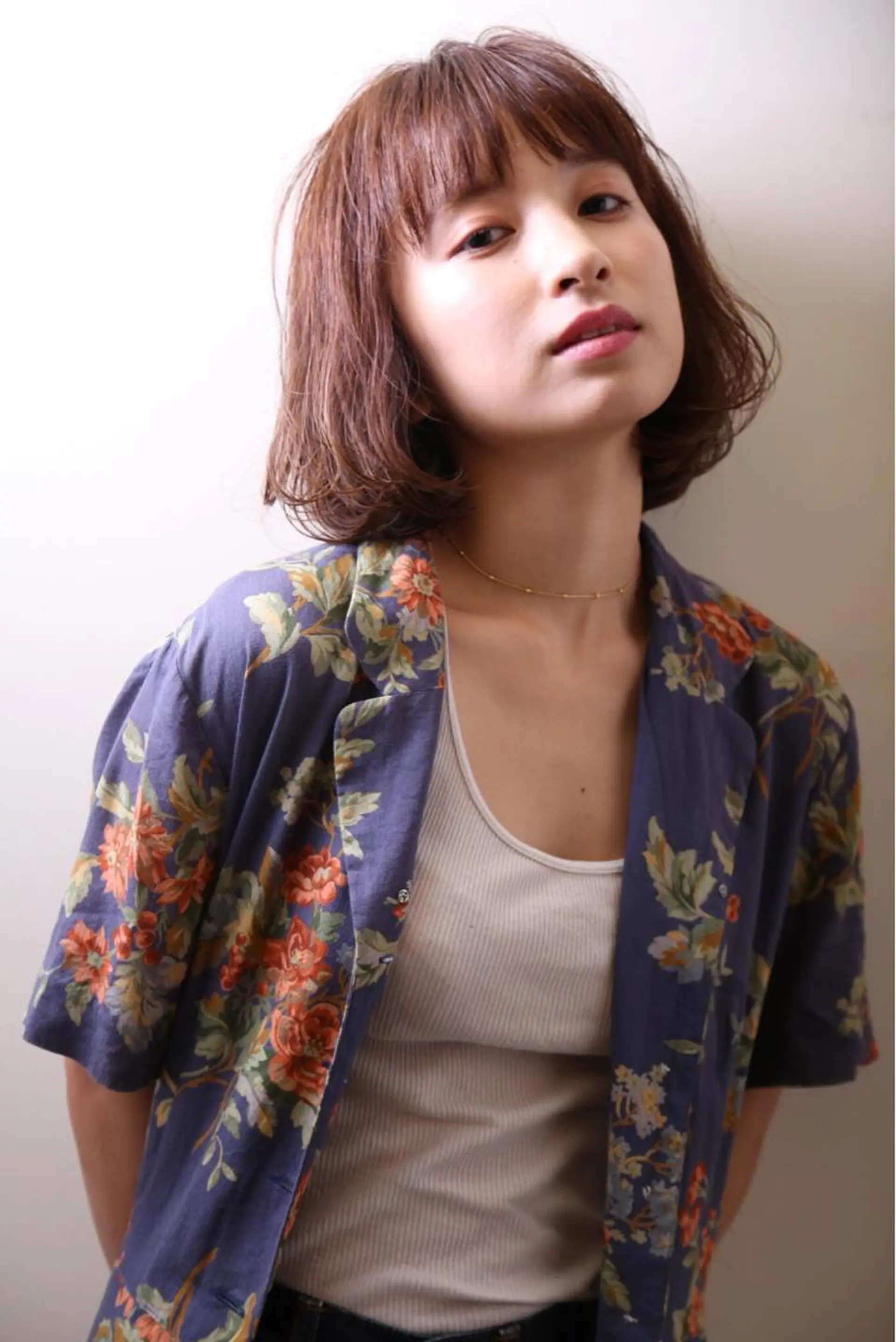 ミディアム カラー パーマ さかい なつみのヘアスタイル