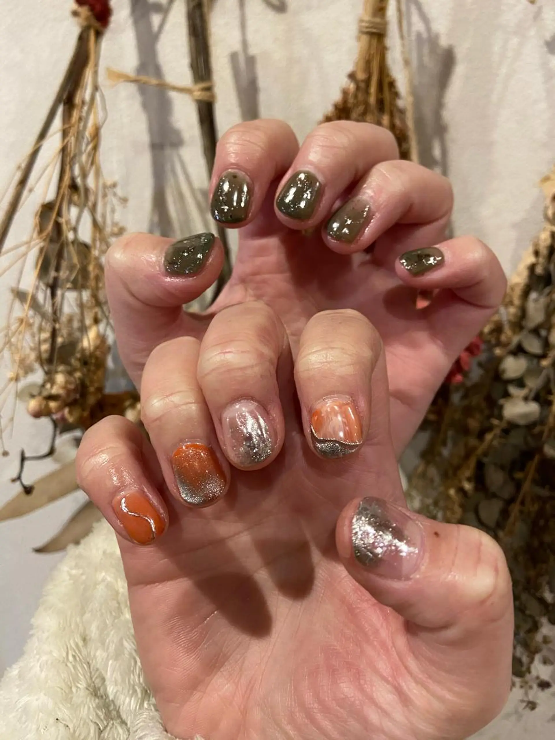 ネイル ミラーネイル ショートネイル 冬ネイル . unffのネイルデザイン