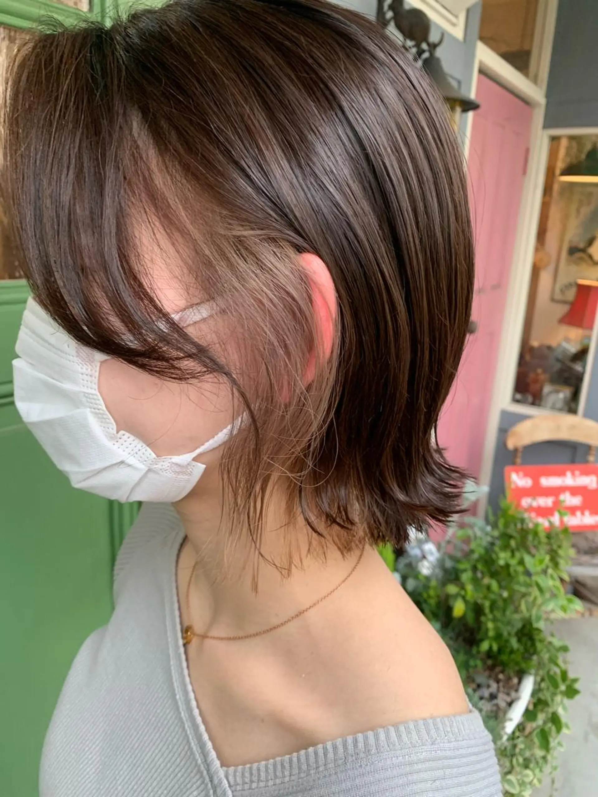 ショート カラー 縮毛矯正 トリートメント 清水千優/パーマ/透 明感カラー/メンズのヘアスタイル