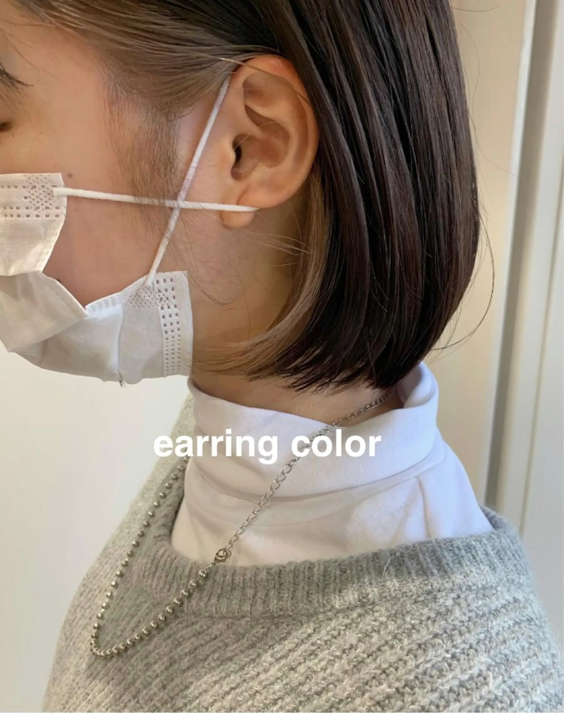 ミディアム カラー ベージュカラー イヤリングカラー ボブ kitagawa mayuのヘアスタイル