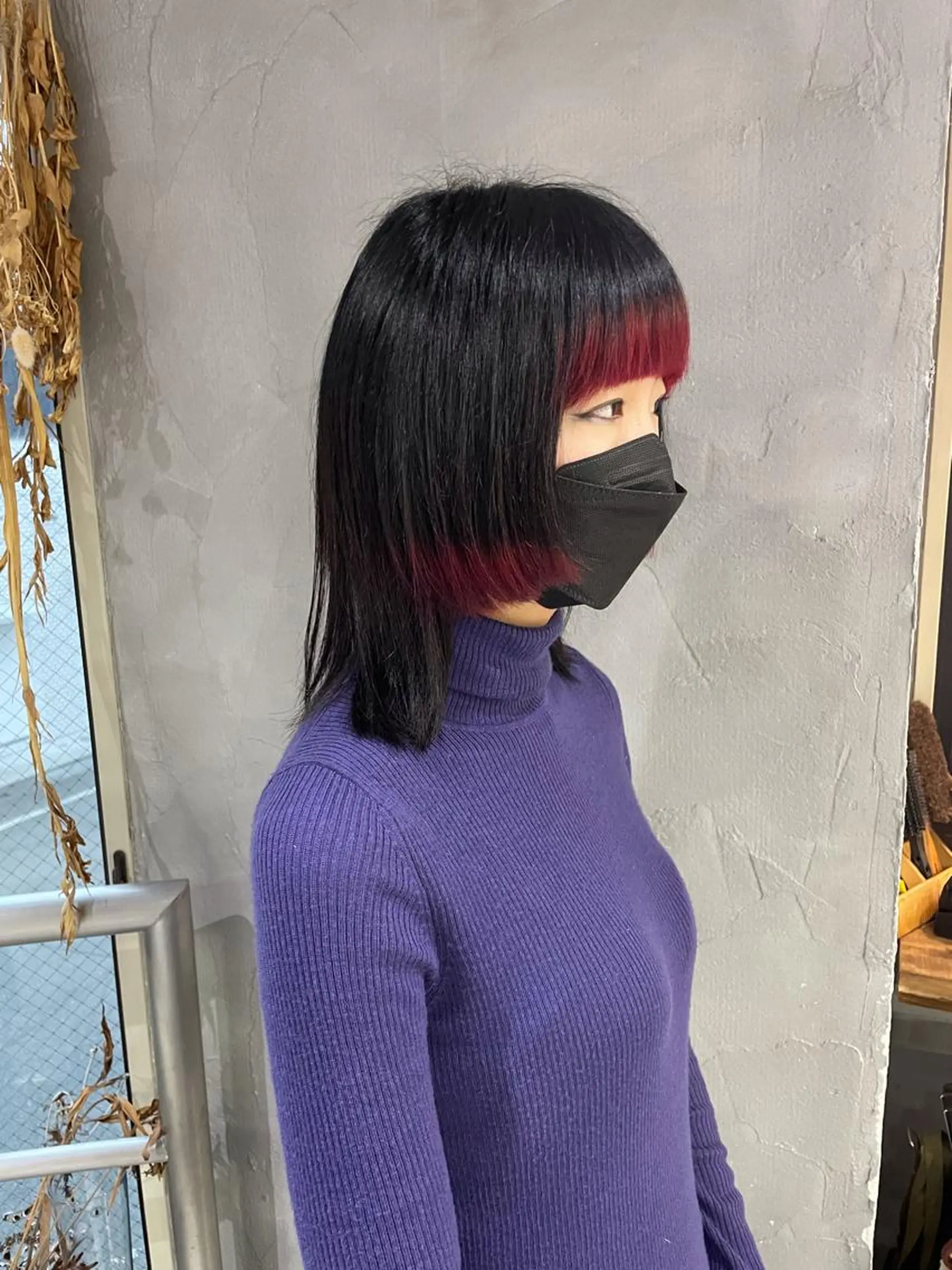 ミディアム カラー ボルドーカラー デザインカラー 姫カット ワイドバング ウルフカット ウルフ/レイヤー🪐 MANAのヘアスタイル