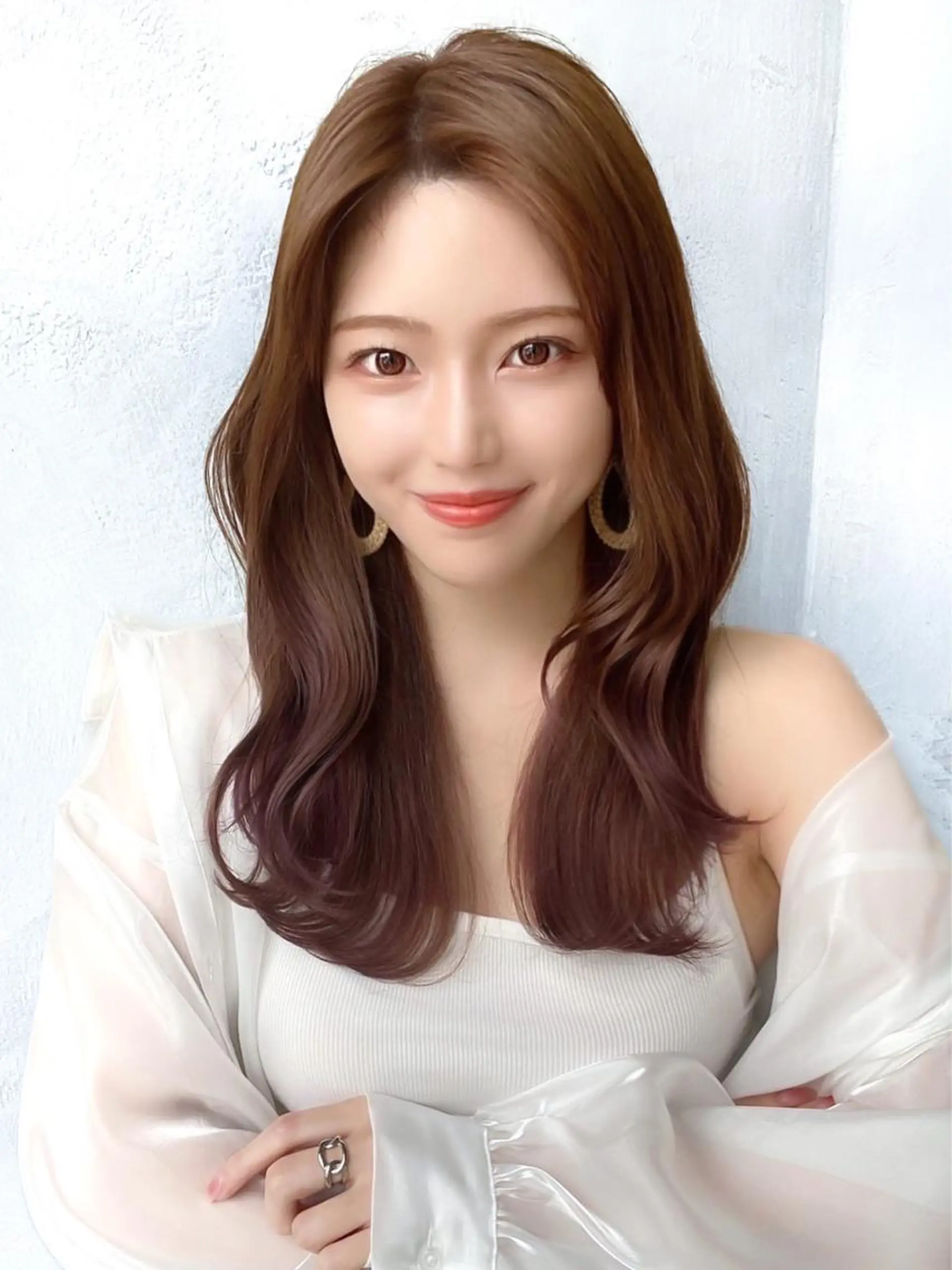 セミロング カラー ベージュカラー ブラウンカラー ブラウンベージュ くびれヘア 顔周りカット カット ヘアカラー トリートメント 顔周り/くびれヘア 韓国ヘア💕風間るなのヘアスタイル