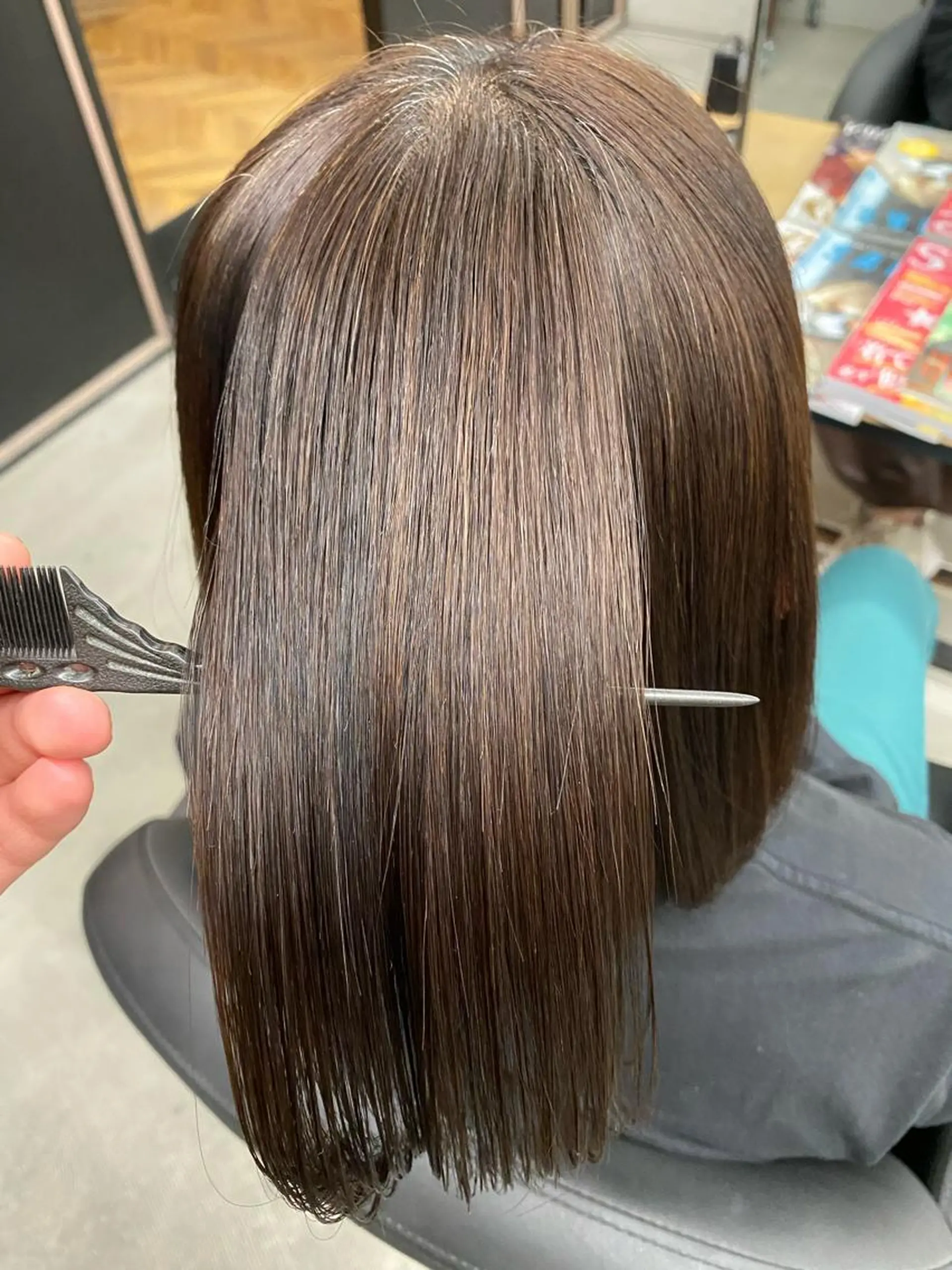 セミロング カット 縮毛矯正 髪質改善/艶髪 ミトモリシュウトのヘアスタイル