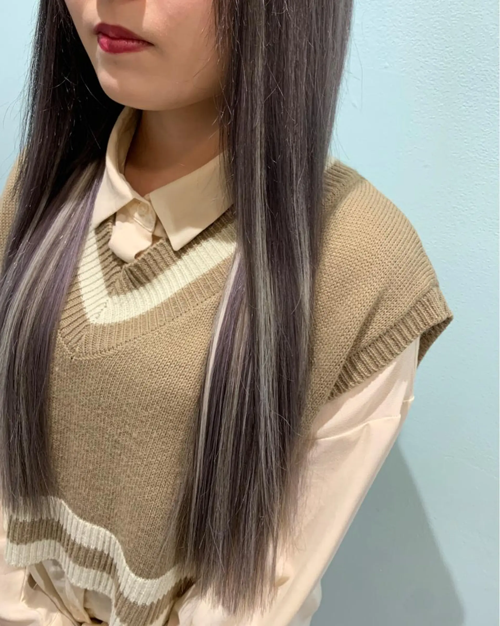 ロング カラー ハイライトカラー ラベンダーカラー ラベンダーグレー ボブ ハイライト 髪質改善&Spa fee by carrefour 大橋店[フィー・バイ・カルフール大橋]所属・stylist Yukieのヘアスタイル