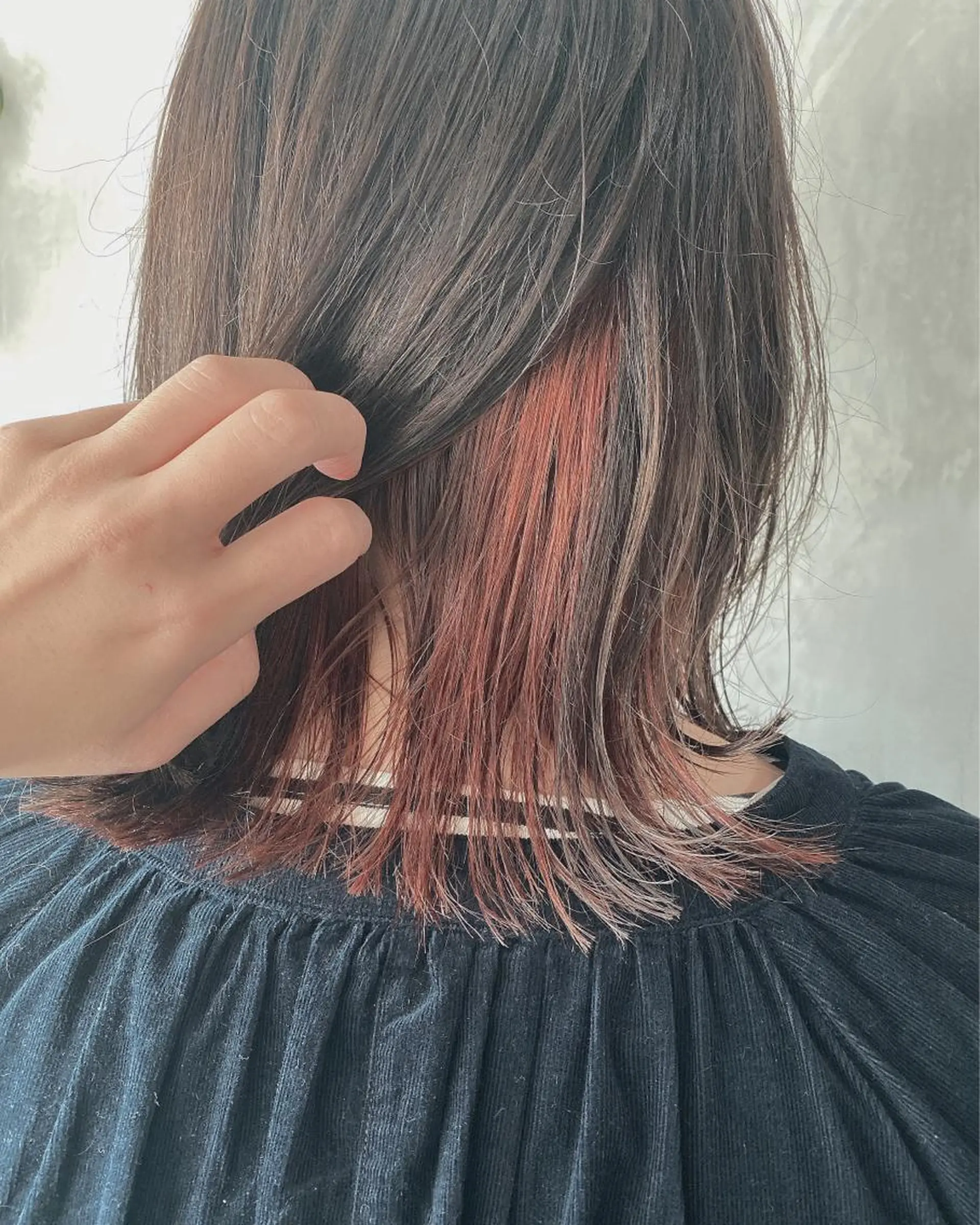 ショート カラー ヘアアレンジ インナーカラー オレンジ ピンクカラー stylist/蛯谷 珠里のヘアスタイル