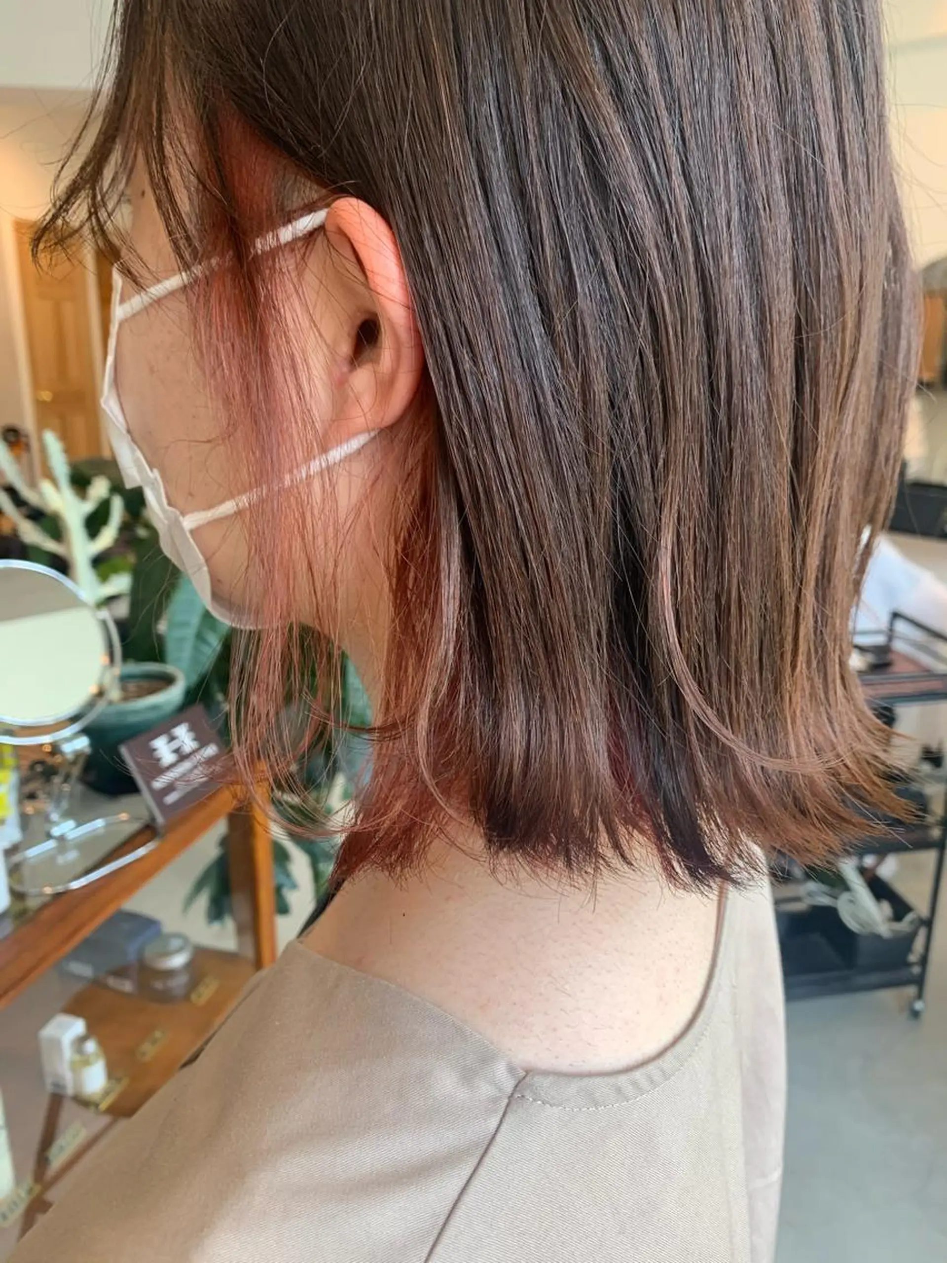 ミディアム カラー ベージュカラー ブリーチ ブリーチなしカラー オレンジ オレンジベージュ ヘアカラー 中目黒🌼 🌼ハナのヘアスタイル