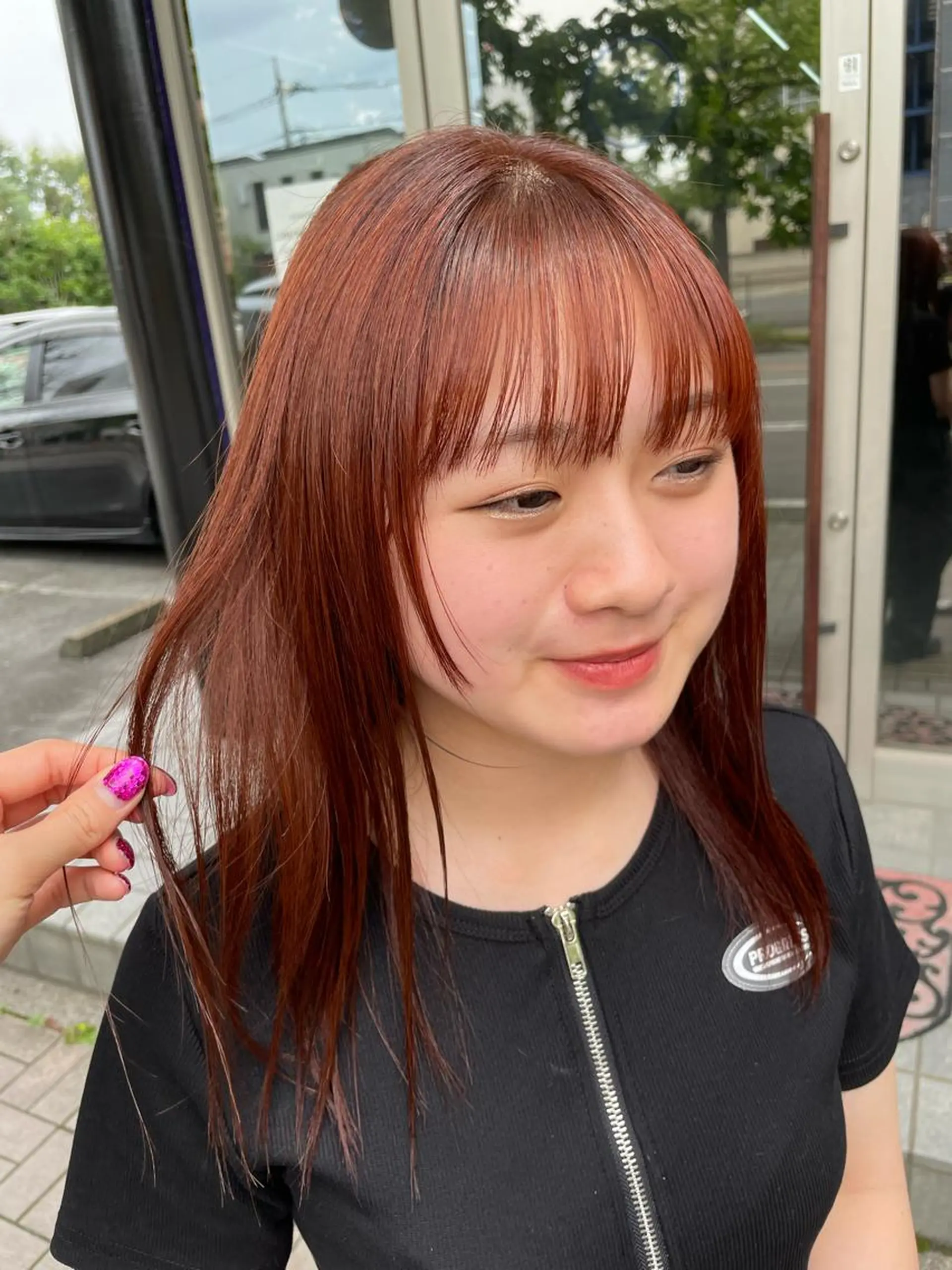 カラー ブリーチ ブラウンカラー ブリーチなしカラー オレンジ オレンジブラウン オノ アカネのヘアスタイル