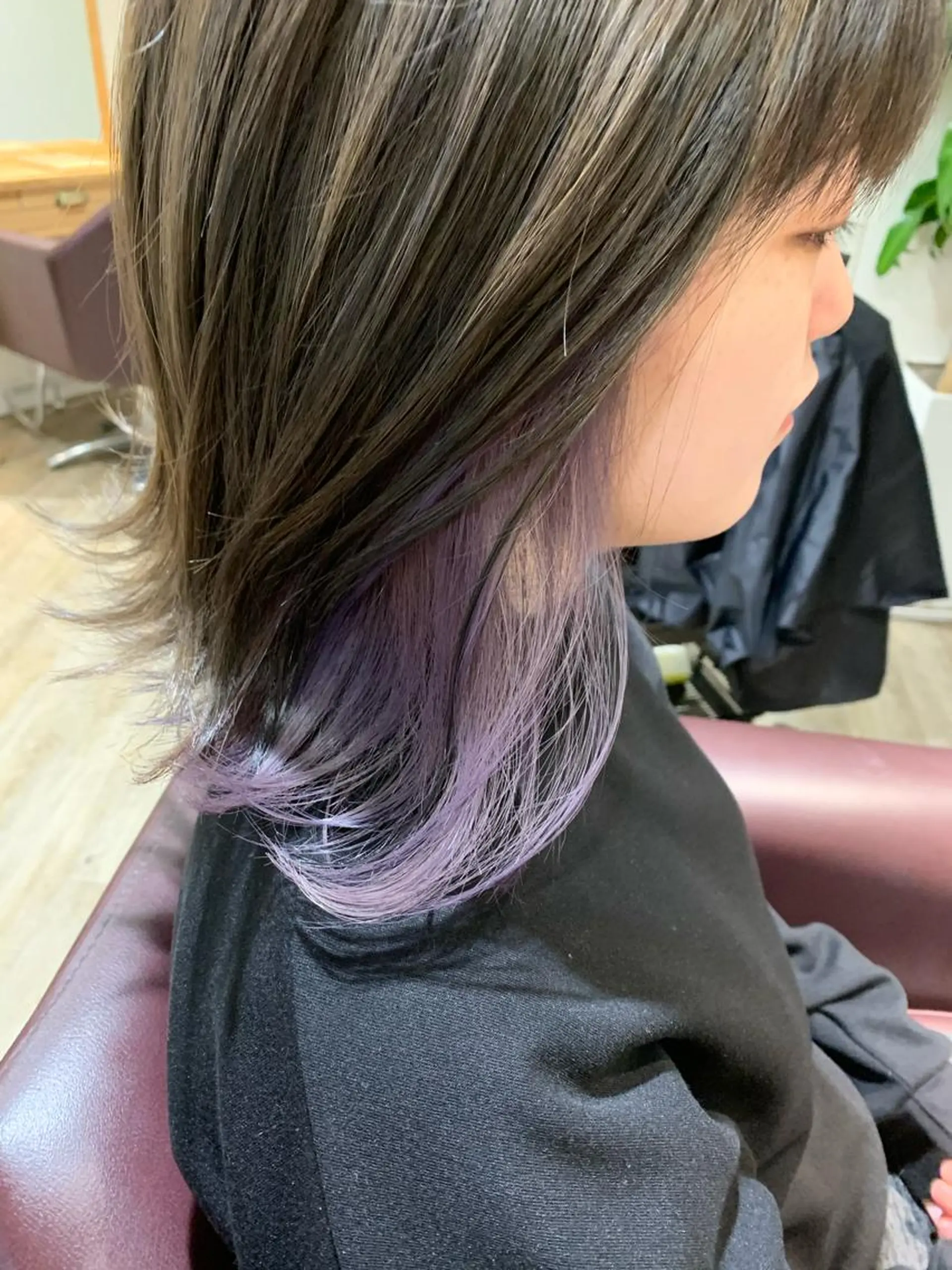 ミディアム カラー ブリーチ パープルカラー ヘアカラー エクステ KAZUMAのヘアスタイル