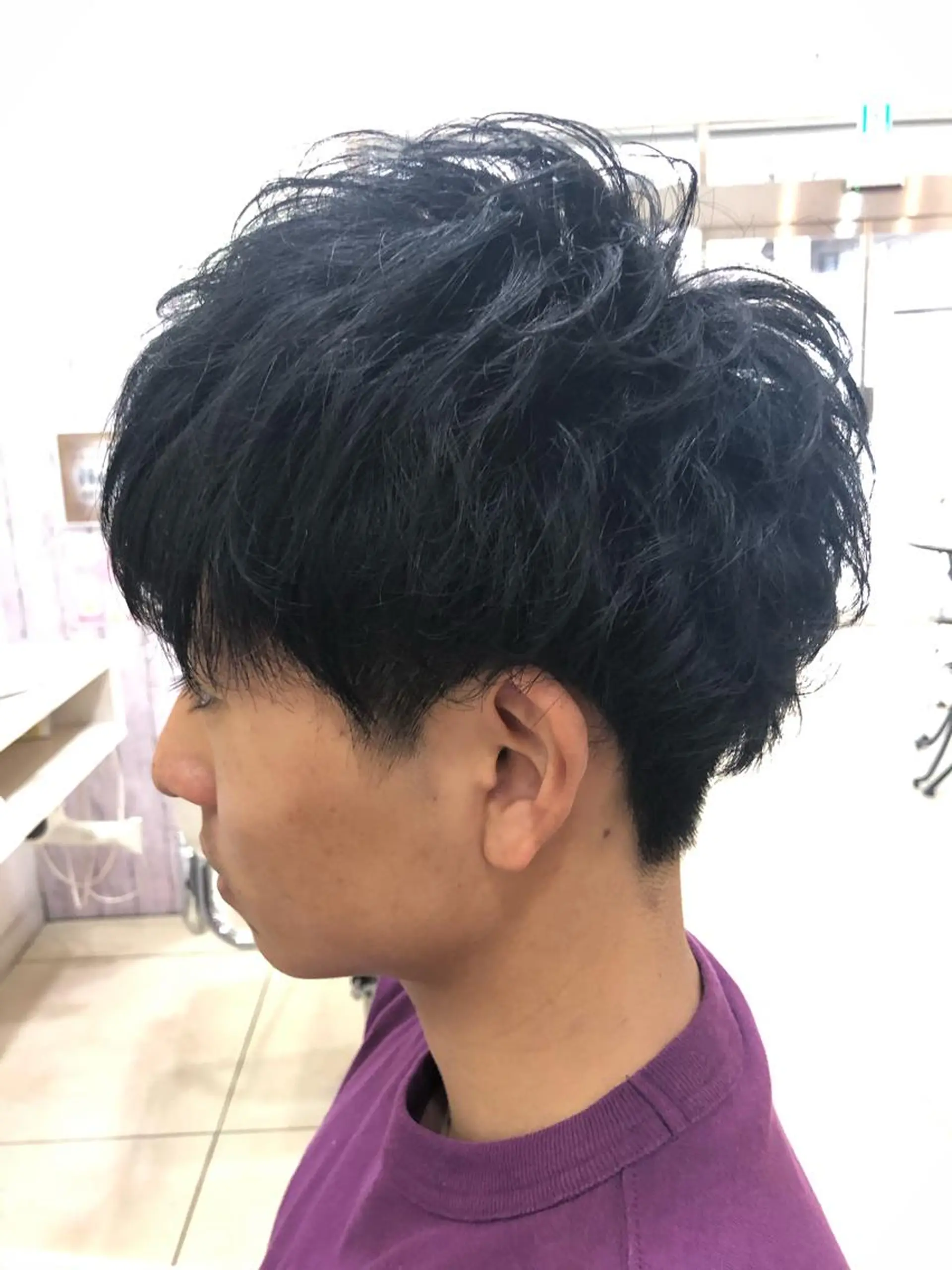 ショート パーマ メンズ 髪質改善× ハイライト溝江のヘアスタイル