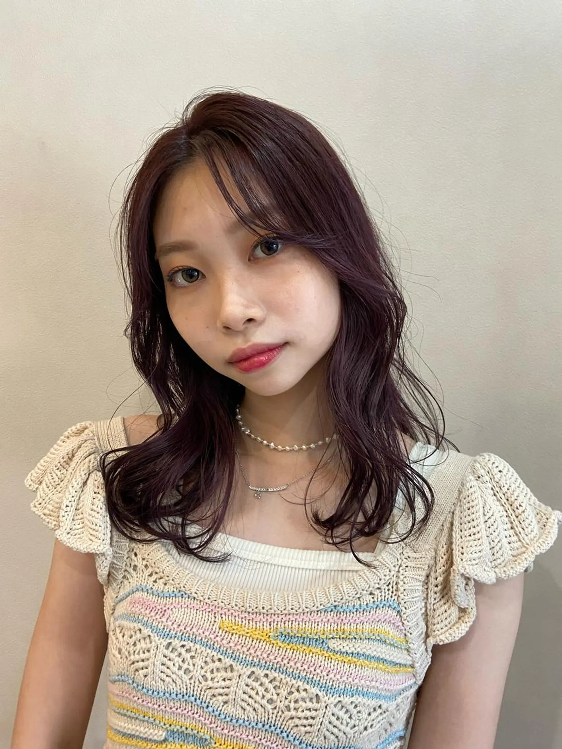 セミロング 顔周りカット 韓国風ヘア ボブ/透明感カラー 🧸YUI❤️のヘアスタイル