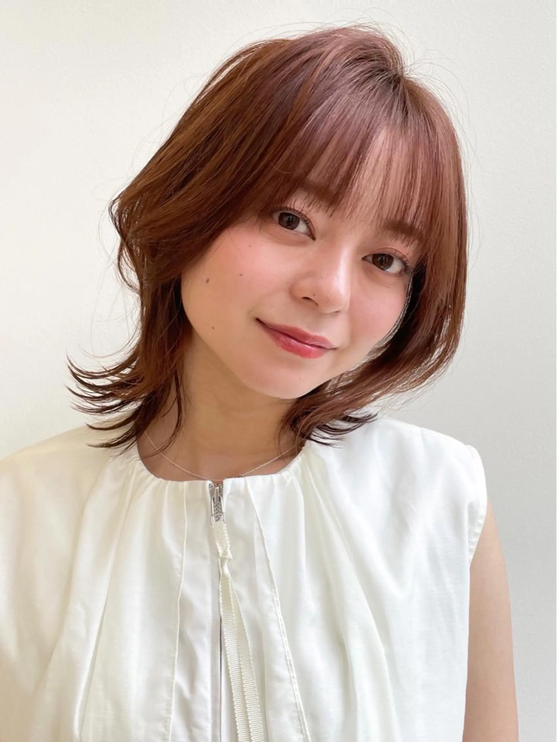 ミディアム ボブ くびれヘア シースルーバング fifth天神/末廣 和也のヘアスタイル