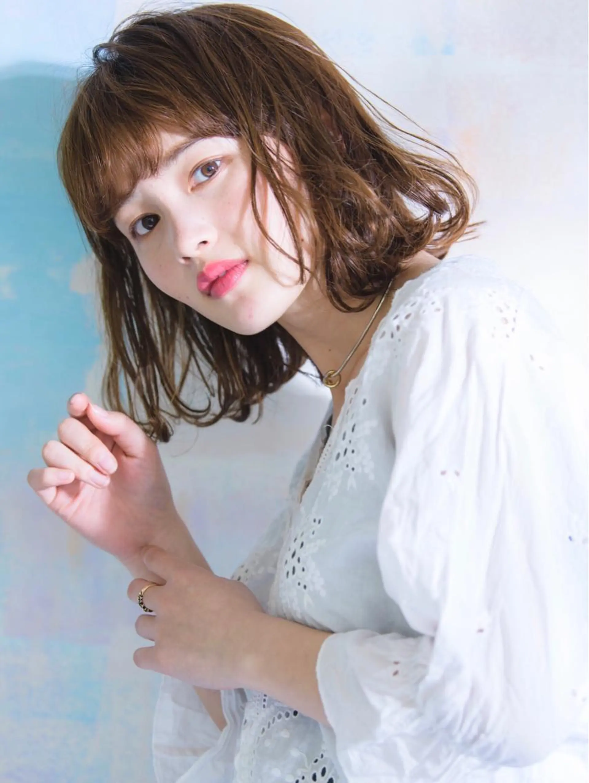 ミディアム パーマ ボブ カット ヘアカラー ヘッドスパ 齋藤 咲のヘアスタイル