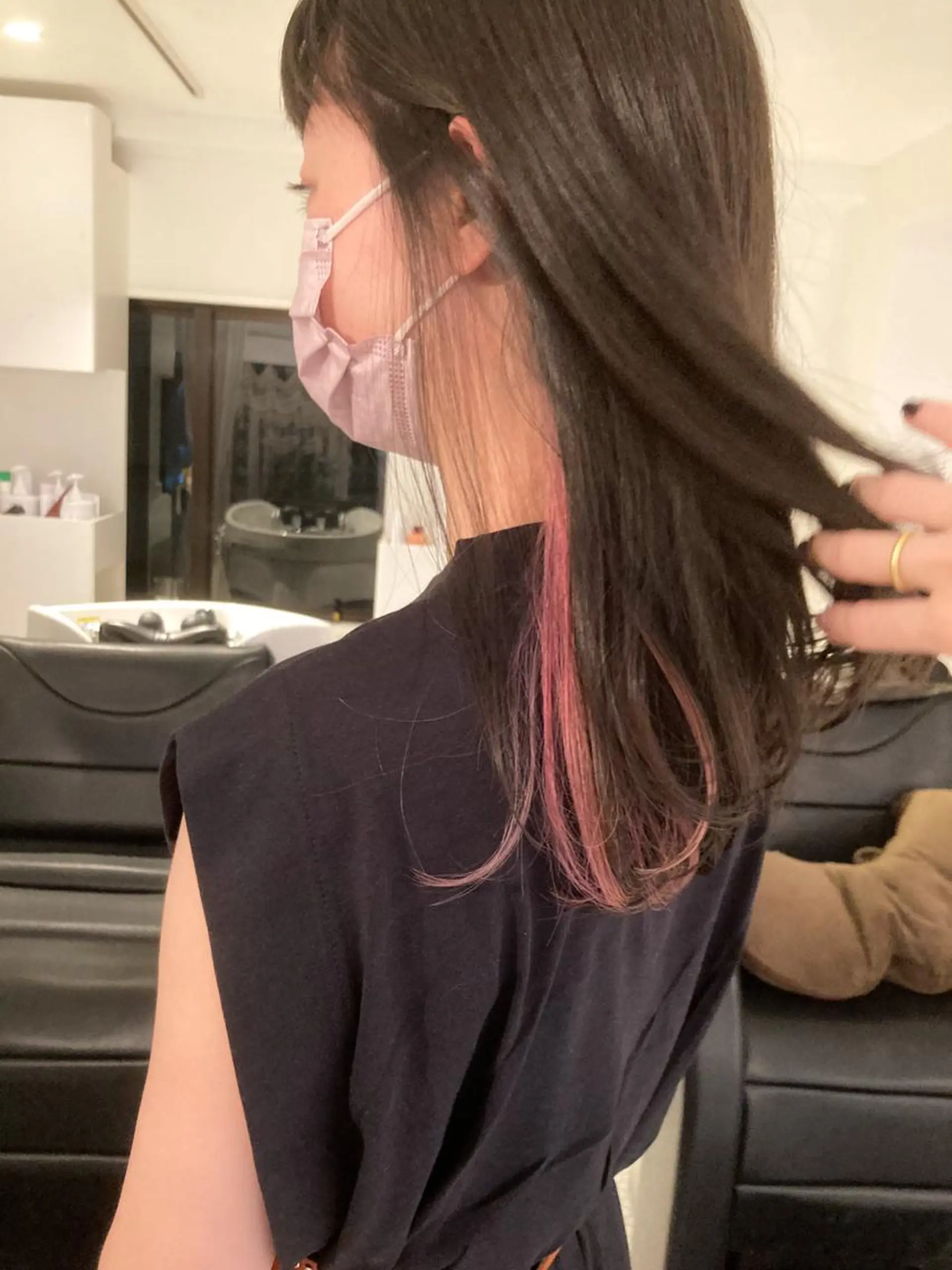 ロング カラー インナーカラー ピンクカラー カット ヘアカラー お洒落ベージュ🤎 代官山shibukiのヘアスタイル