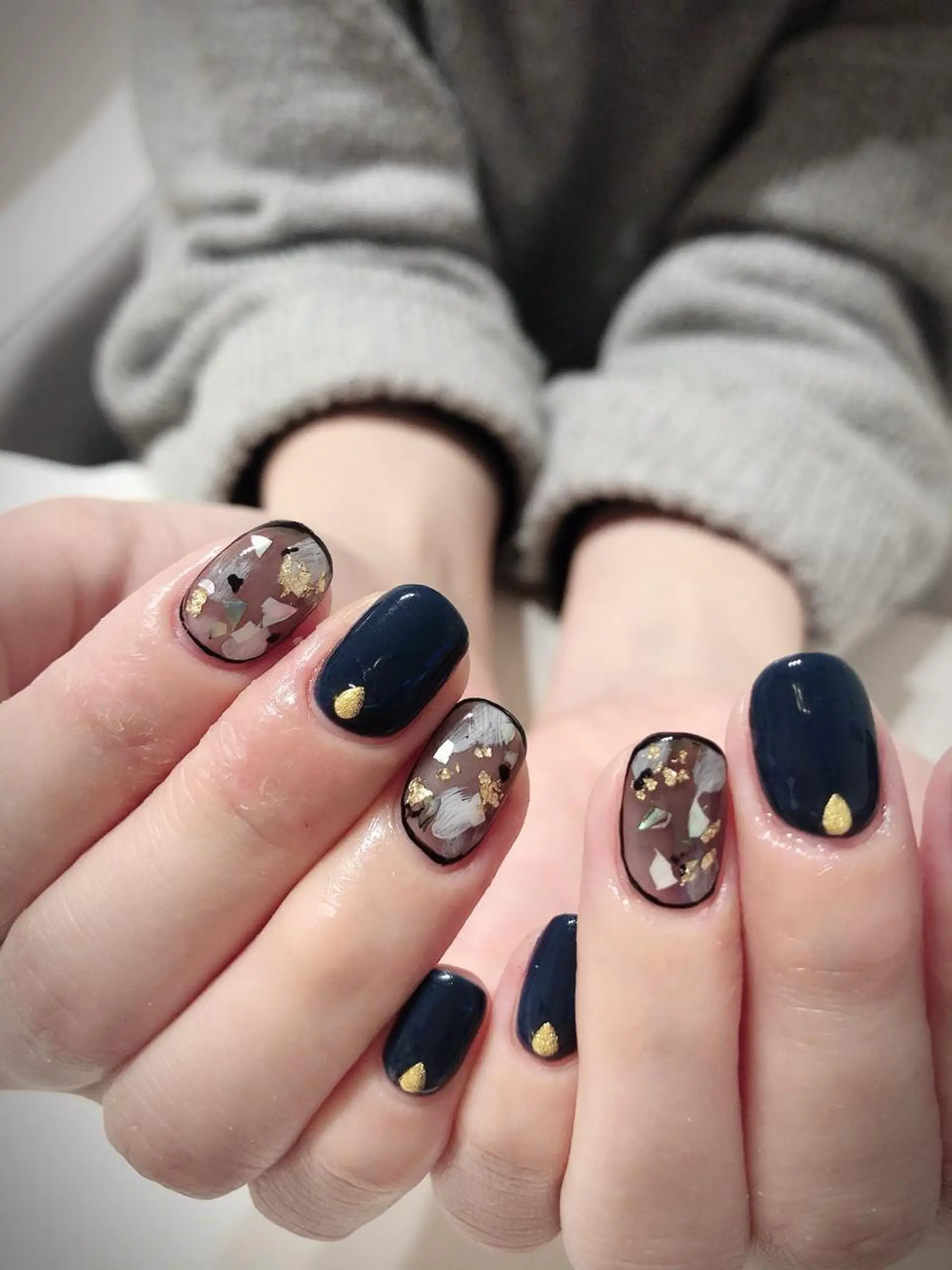 ネイル ネイビー ニュアンスネイル ハンドネイル * haruのネイルデザイン