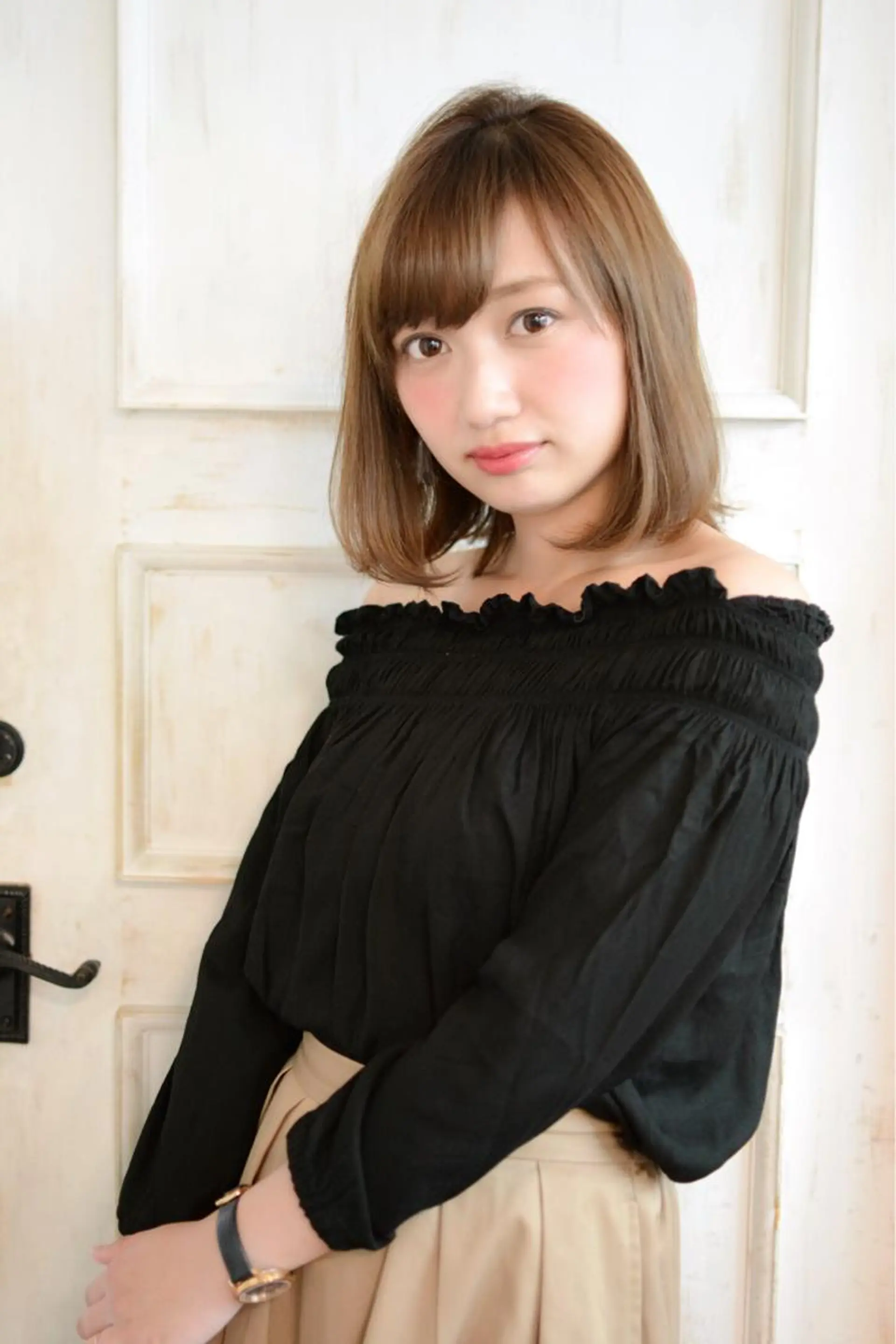 ミディアム カラー ミディアムパーマ ボブ 榎園 由美のヘアスタイル