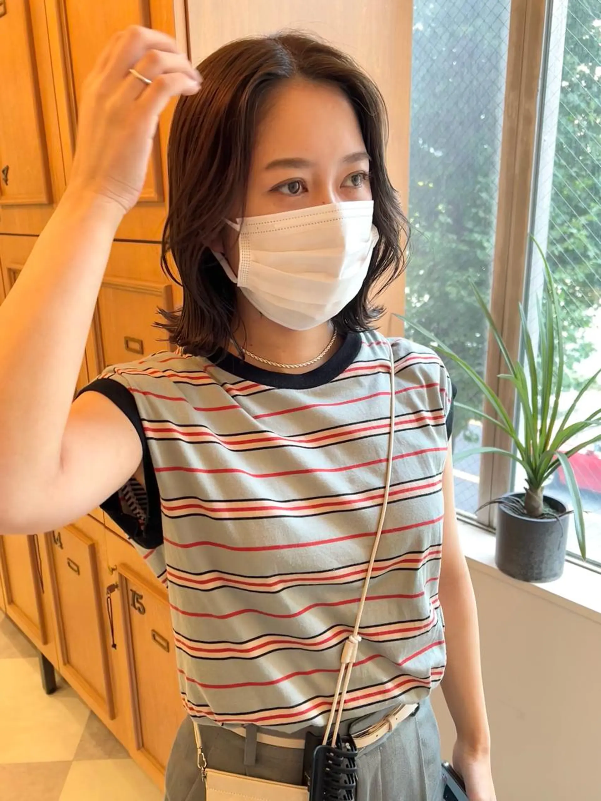 ミディアム ミストバング 韓国風カラー ボブ ハイライト 髪質改善 レイヤーカット/ 透明感カラー レイのヘアスタイル