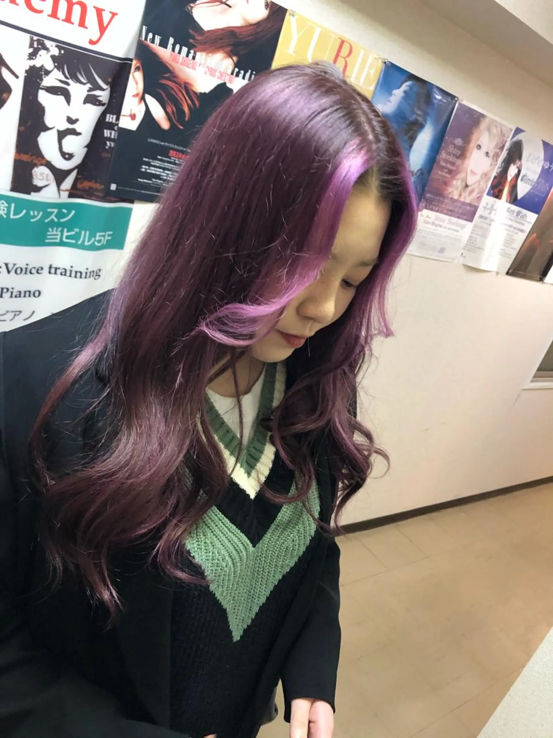 ロング カラー ミストバング ピンクカラー カット ヘアカラー トリートメント ヘアセット Aujua ソムリエ 勝又舞夏のヘアスタイル