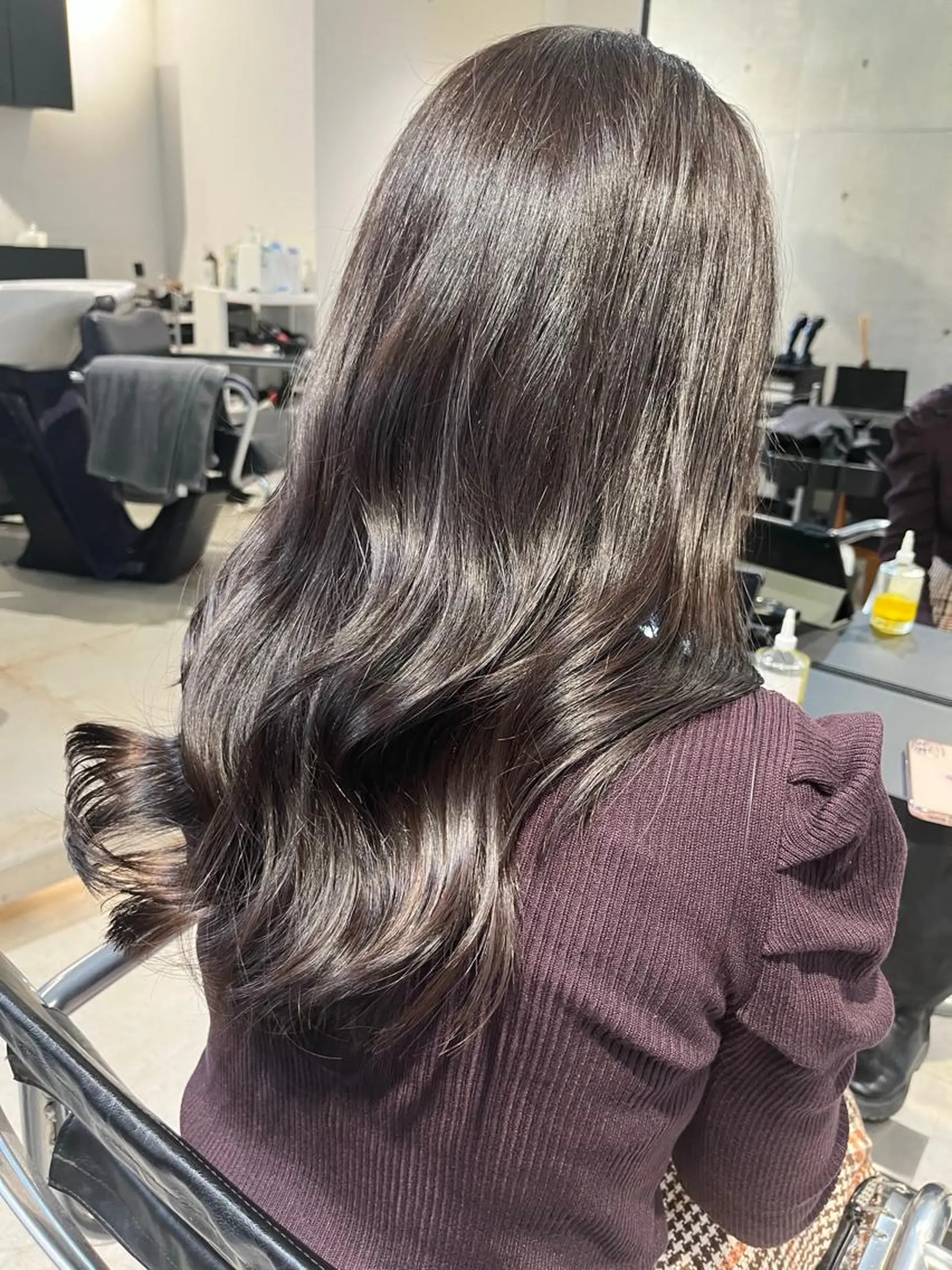 ミディアム カラー パーマ ヘアアレンジ ヘアカラー トリートメント ヘアセット 透明感/オリーブ/ グレージュ/YUKAのヘアスタイル