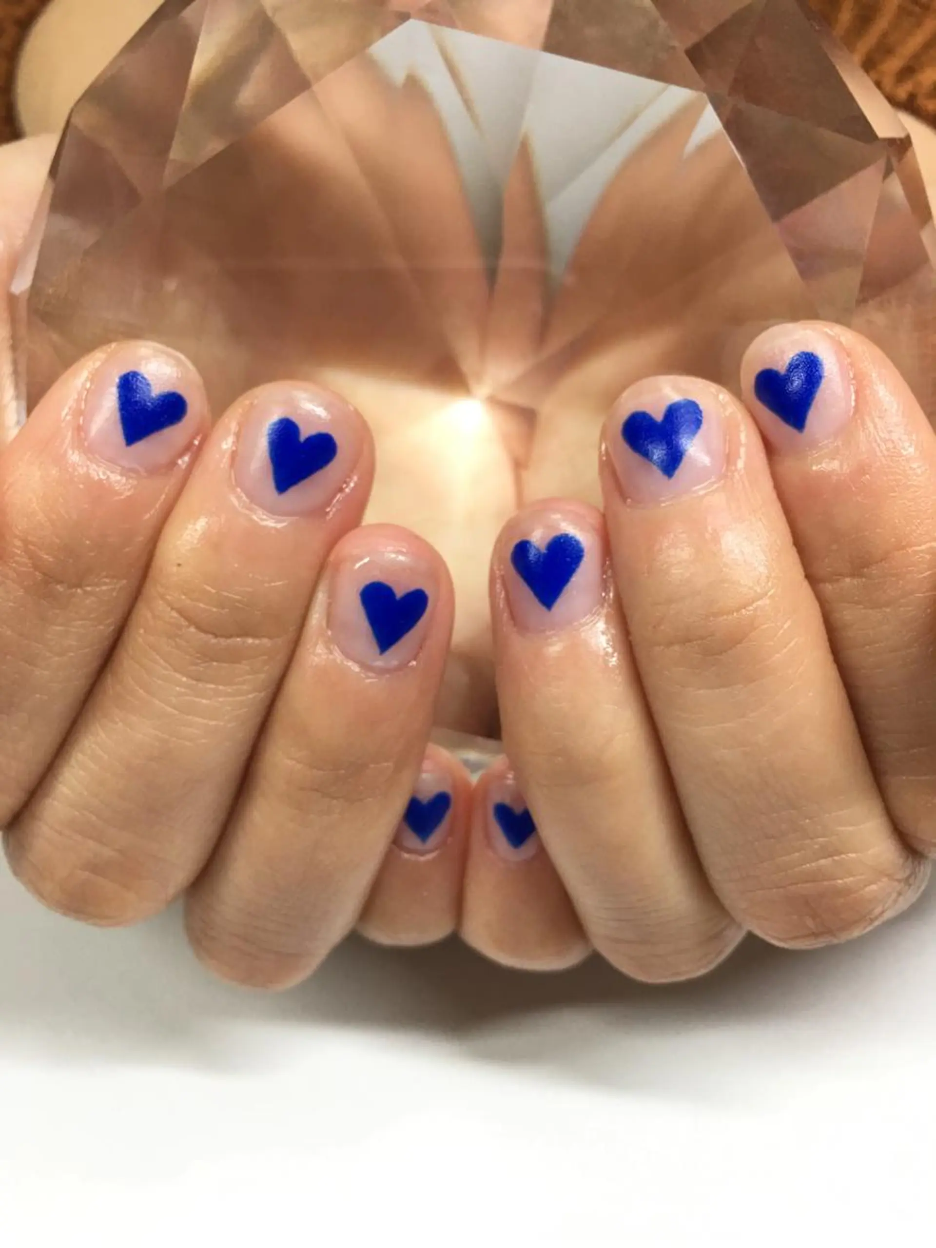 ネイル ブルー クリアネイル ハート マットネイル ハンドネイル glow_ nailのネイルデザイン