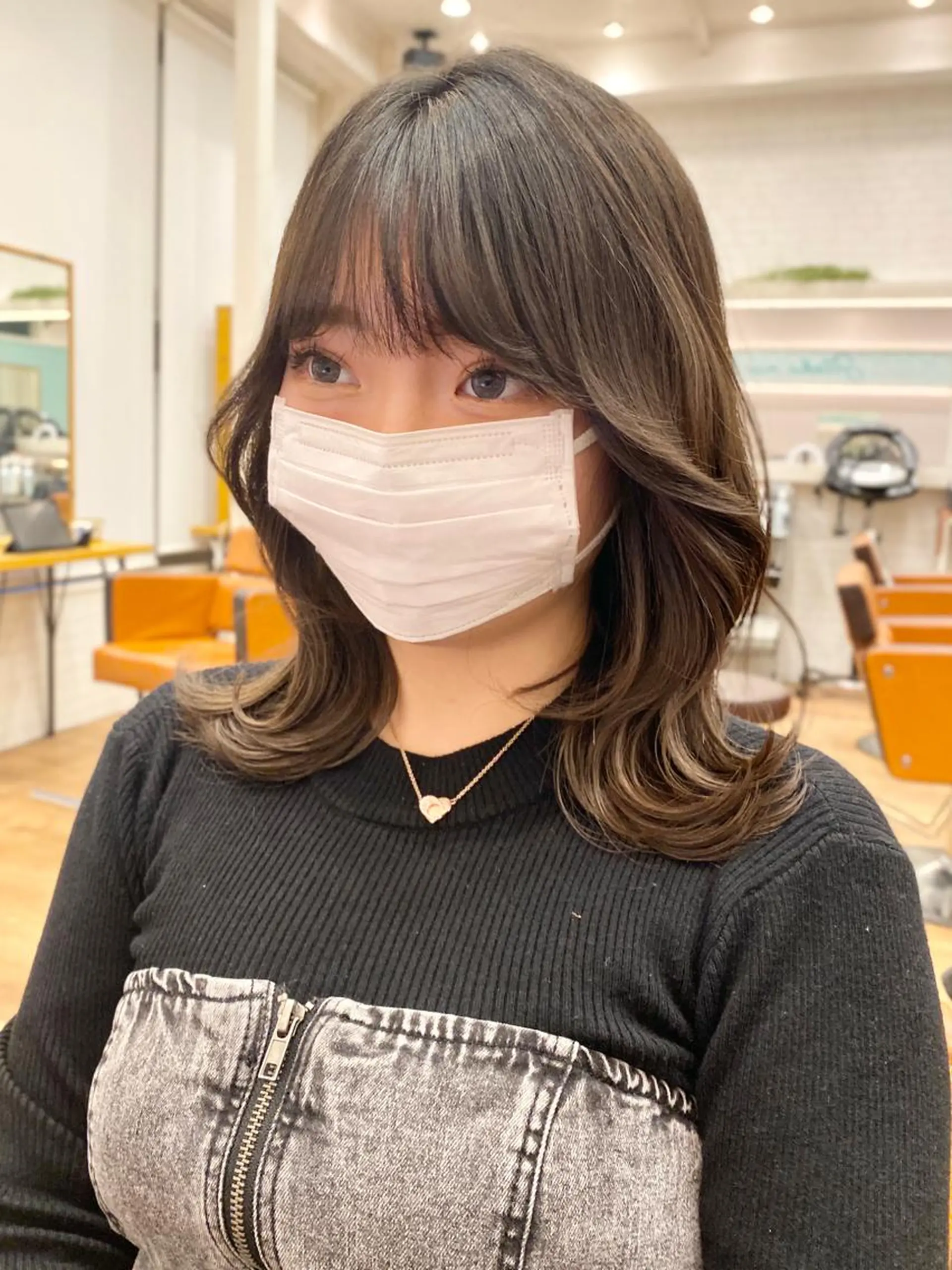 ミディアム カラー ボブ 顔周りカット レイヤーカット/ 髪質改善特化のヘアスタイル