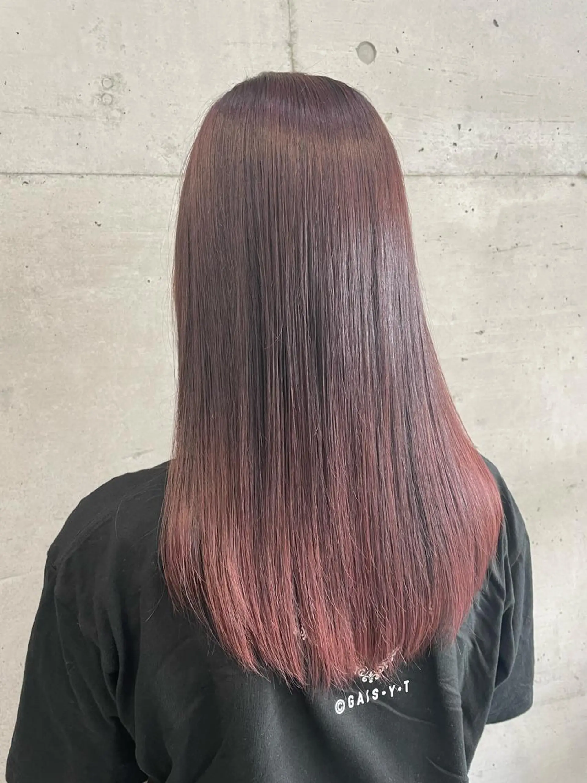 ロング カラー ピンクカラー カット ヘアカラー トリートメント 大栗 佑也  髪質改善のヘアスタイル