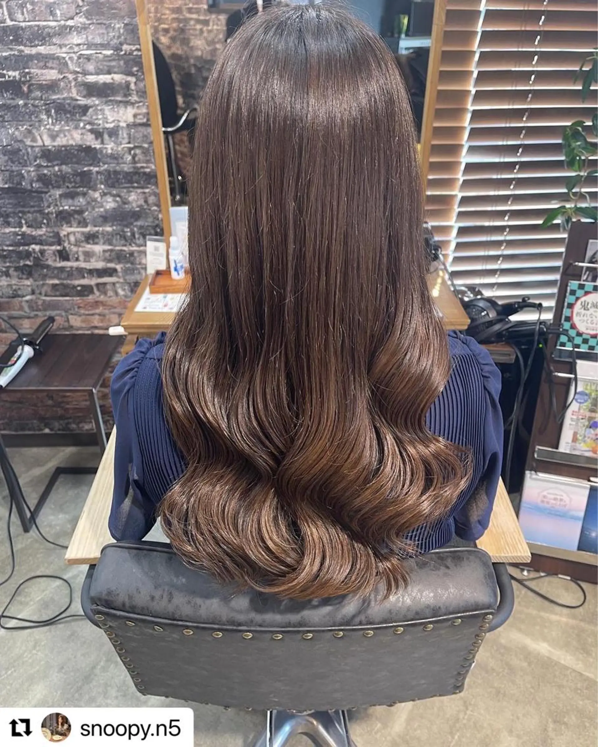 ロング カラー カット ヘアカラー トリートメント かめい りなのヘアスタイル