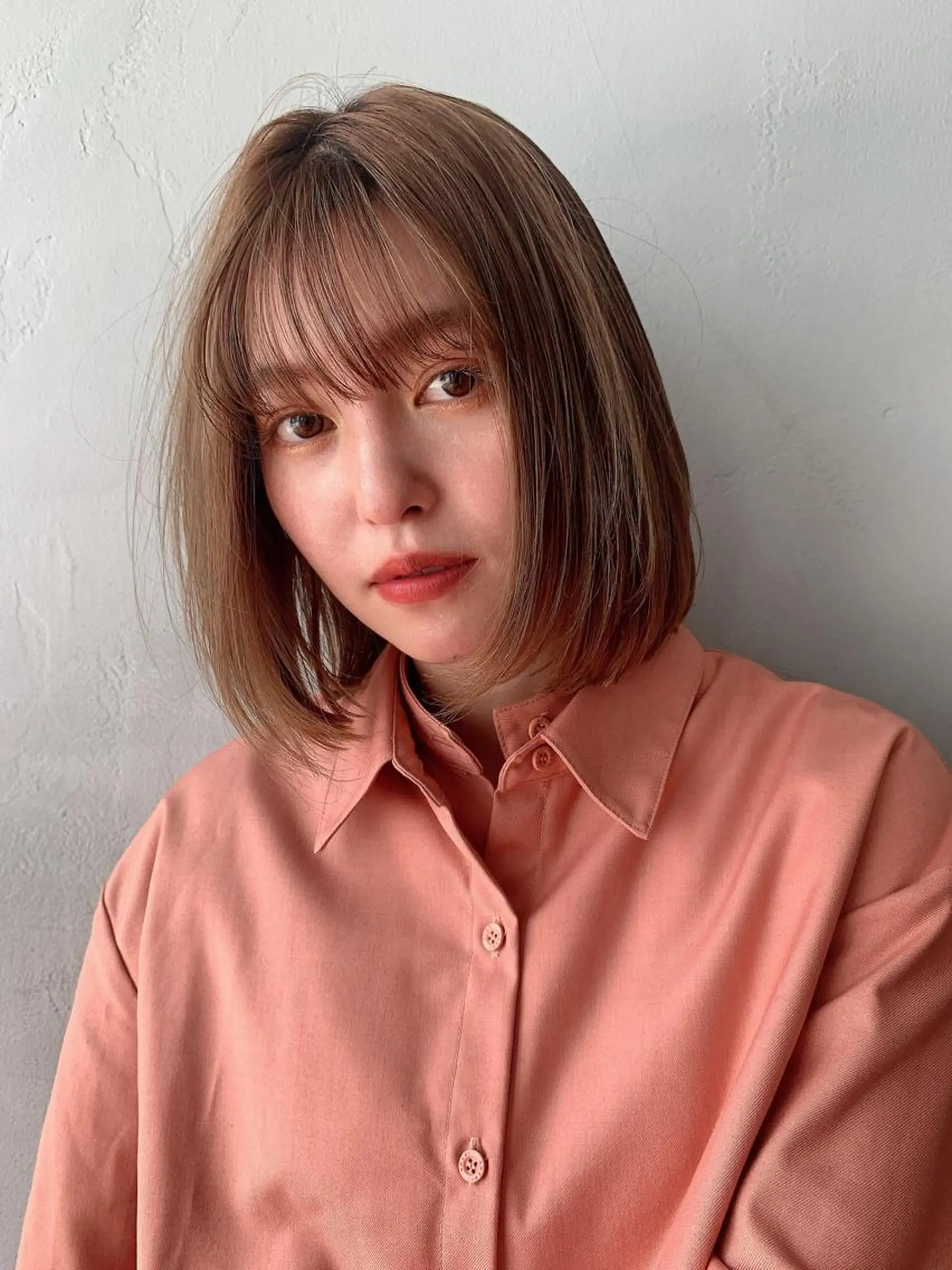 ミディアム 小顔レイヤー×コンパ クトボブ/林隆平のヘアスタイル