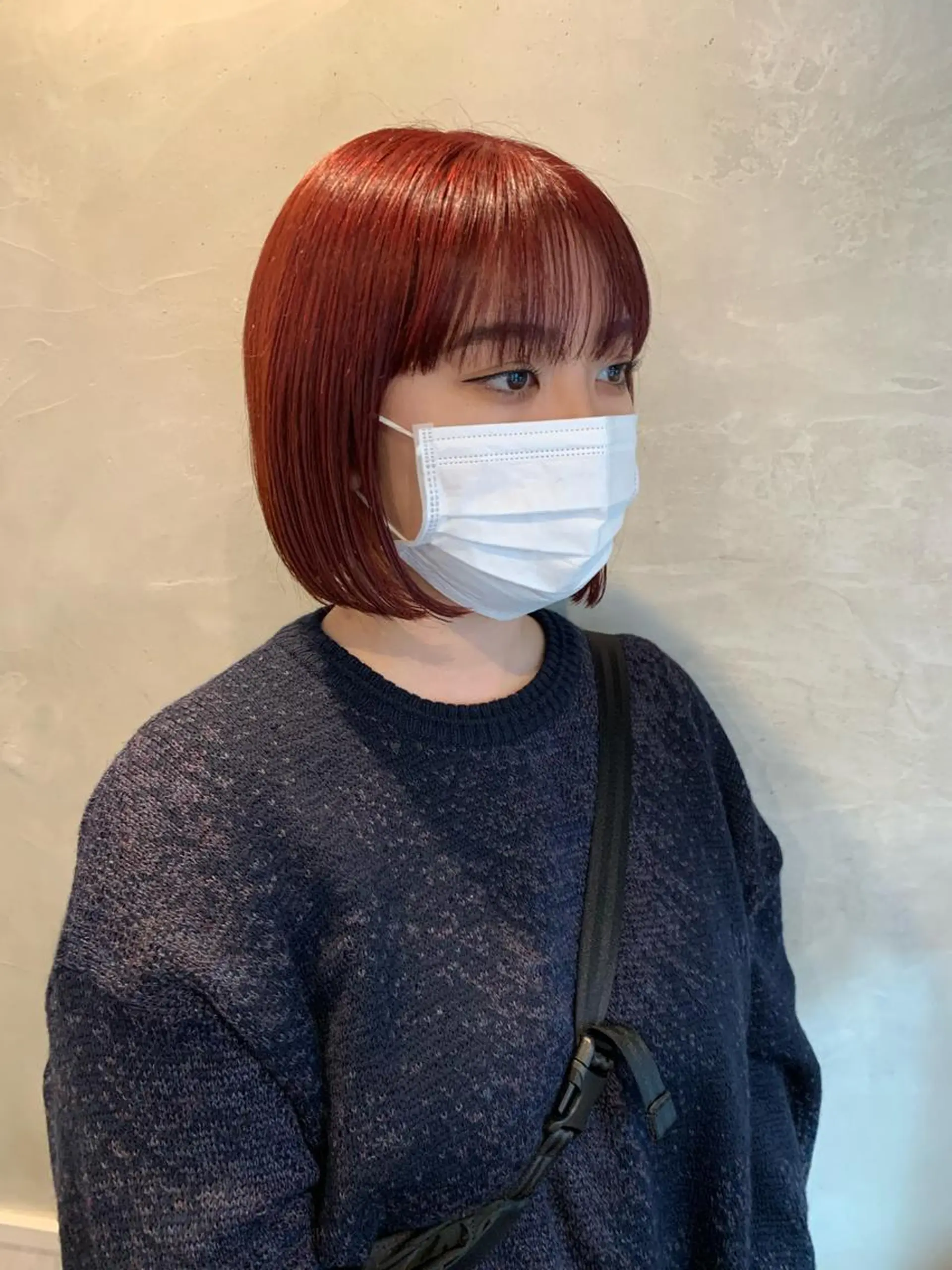 ショート カラー メンズ メンズハイトーン ハイトーンカラー レッドカラー ボブ ヘアカラー 落合希 Olivebeigeのヘアスタイル