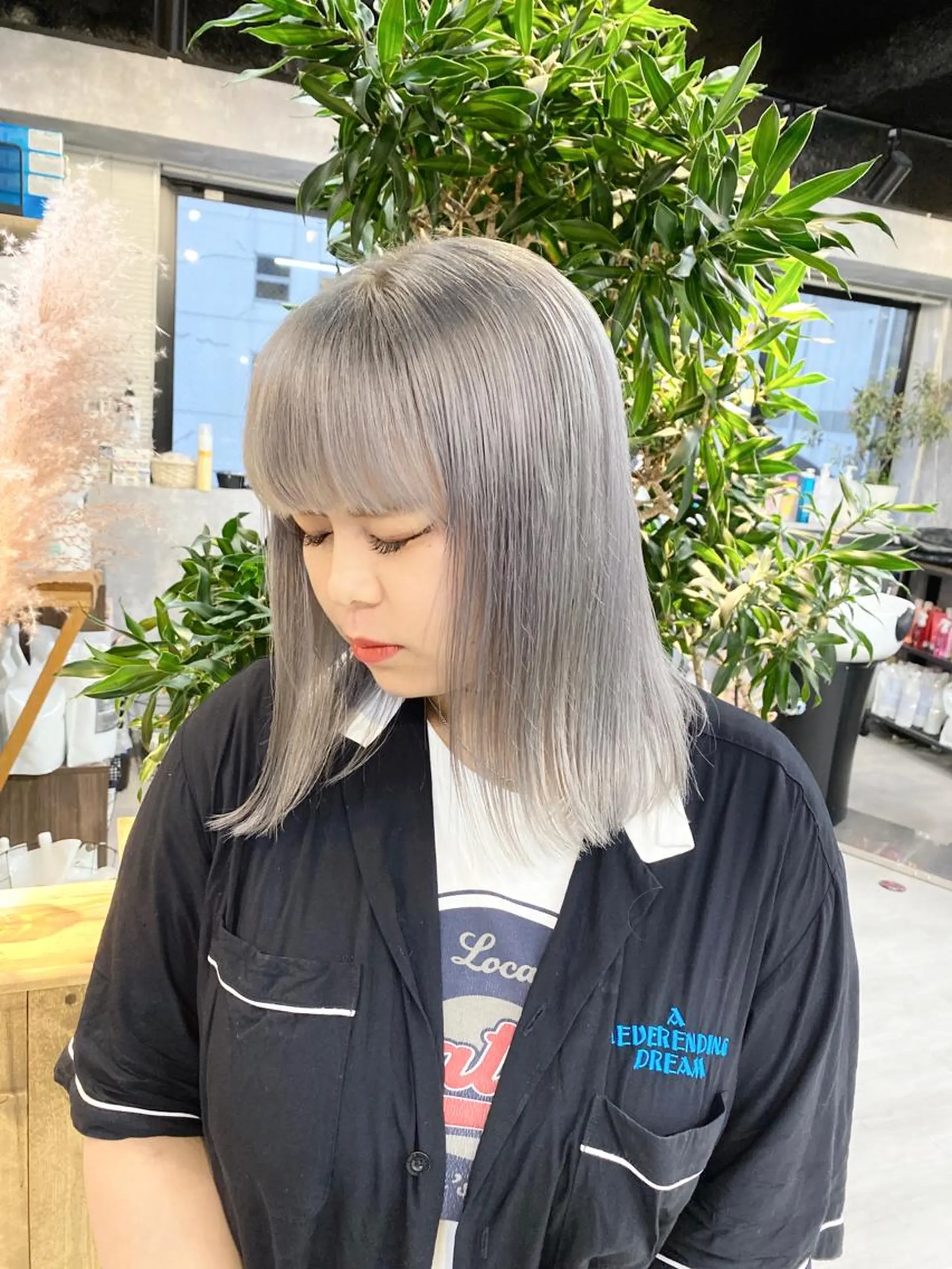 セミロング アッシュ アッシュブラック ボブ 髪質改善 韓国風ヘア 【.ico】心斎橋 飛田ゆうきのヘアスタイル