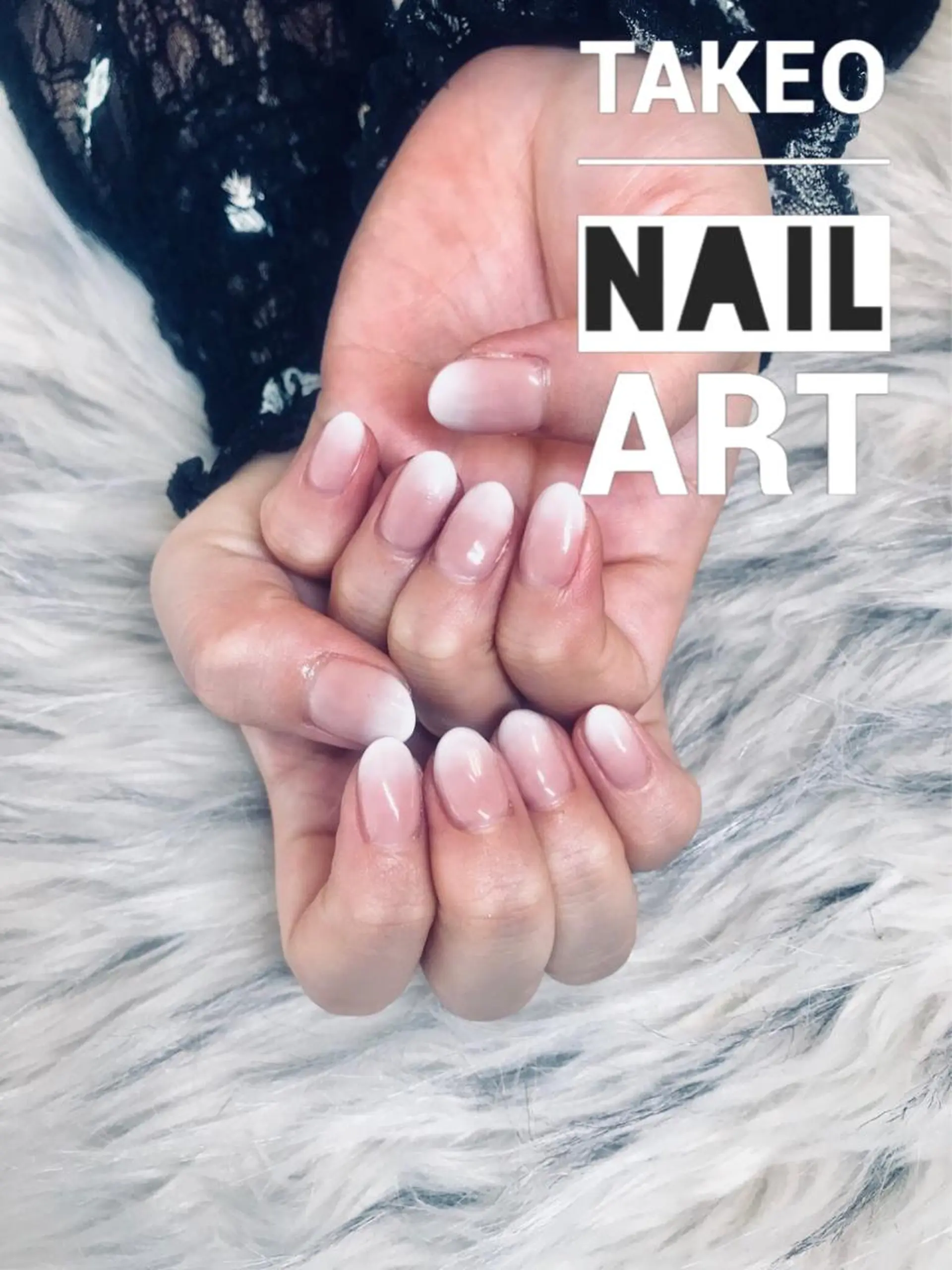 ショート ネイル グラデーション ホワイト ハンドネイル ハンドケア nail&eye Aoのマツエク・マツパデザイン