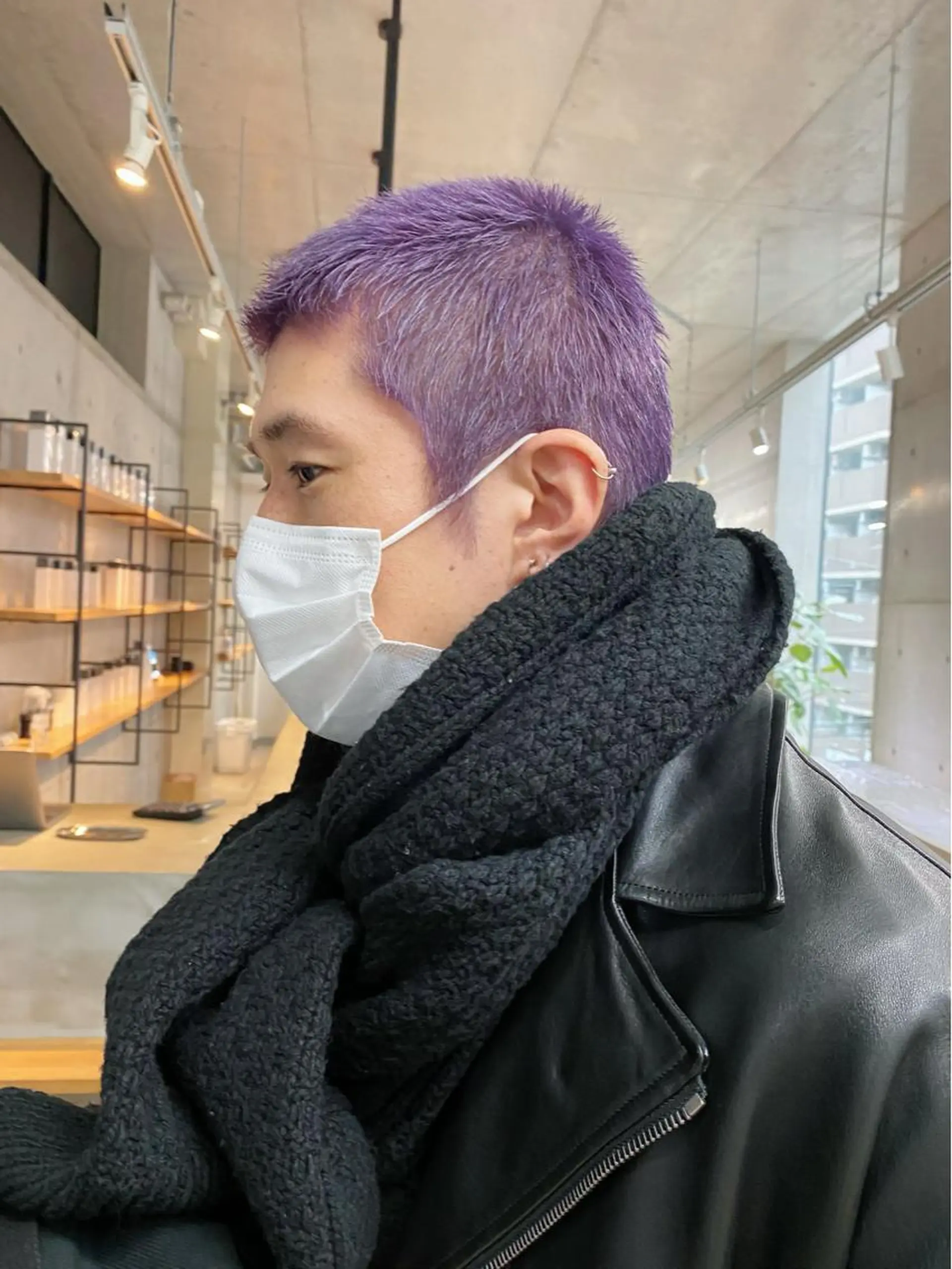 ショート ヘアアレンジ メンズ ボウズ パープルカラー son hair HIROEのヘアスタイル