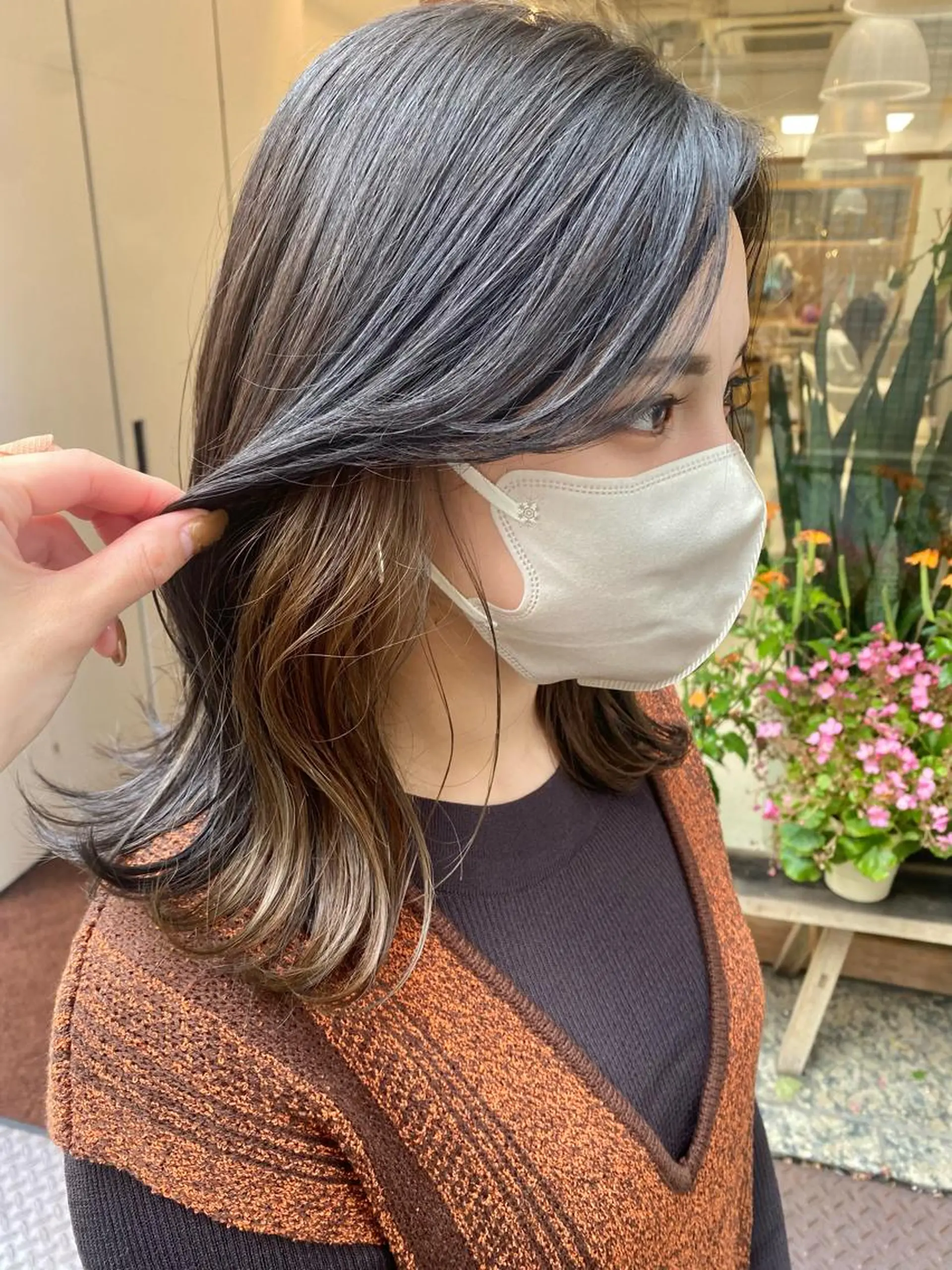 ミディアム カラー 安永 涼のヘアスタイル