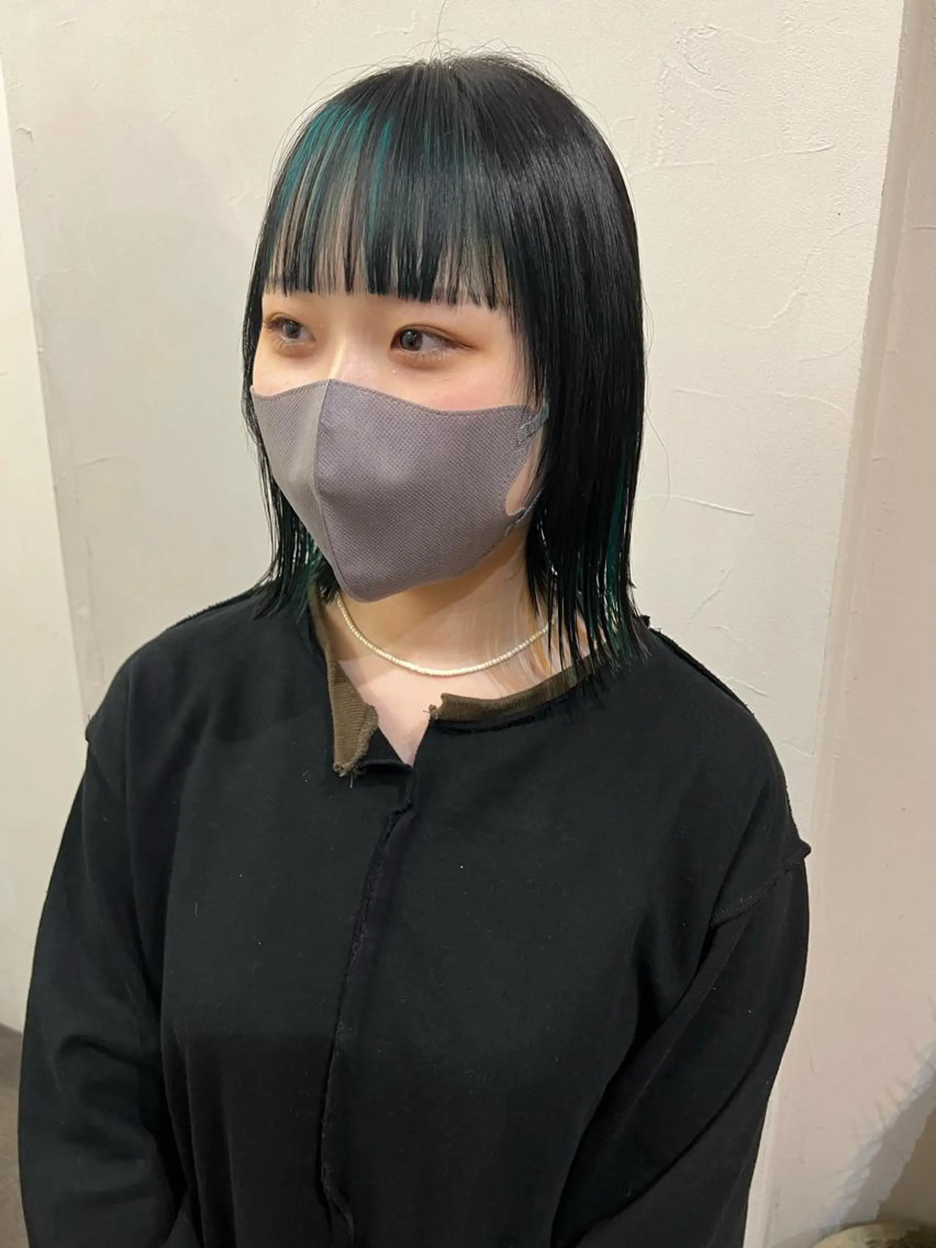 ショート カラー 切りっぱなしボブ インナーカラー ボブ ワイドバング カット ヘアカラー 千葉 郁也のヘアスタイル