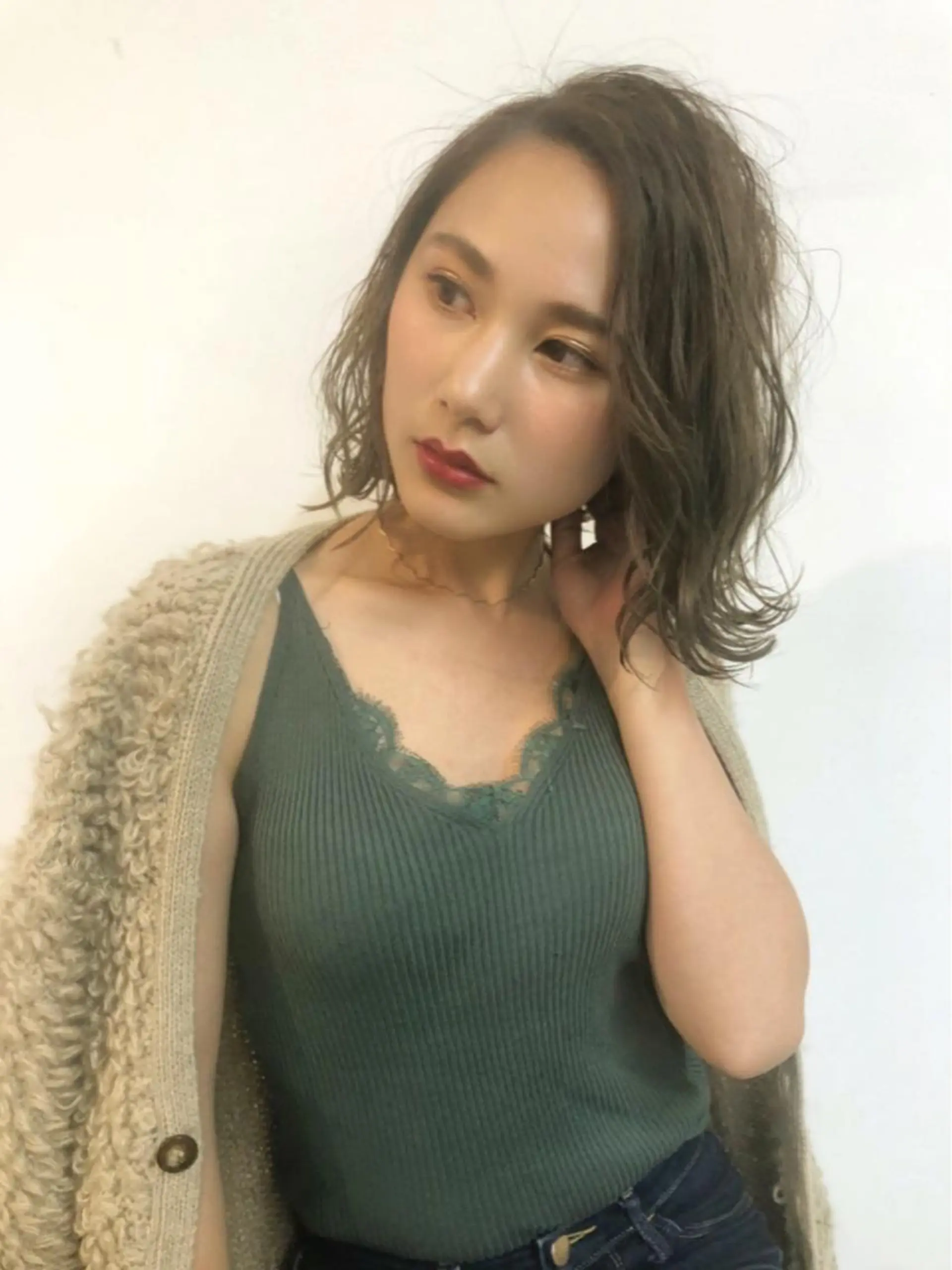 ミディアム カラー ハイライトカラー ボブ ハイライト 360°キレイな ショートカットのヘアスタイル